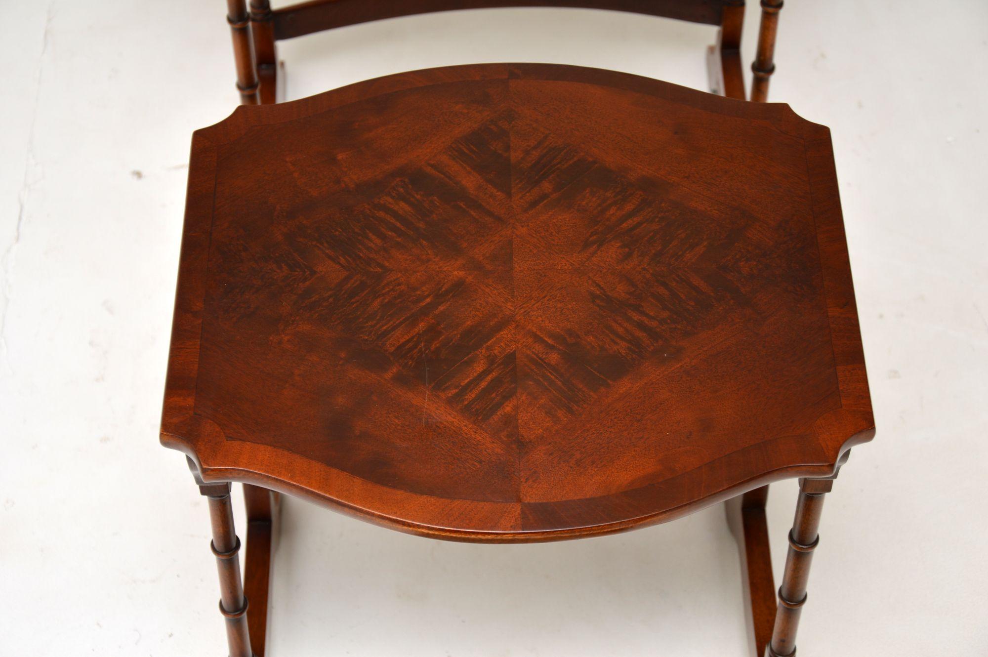 Early 20th Century Antique Figured Walnut Nest of Three Tables