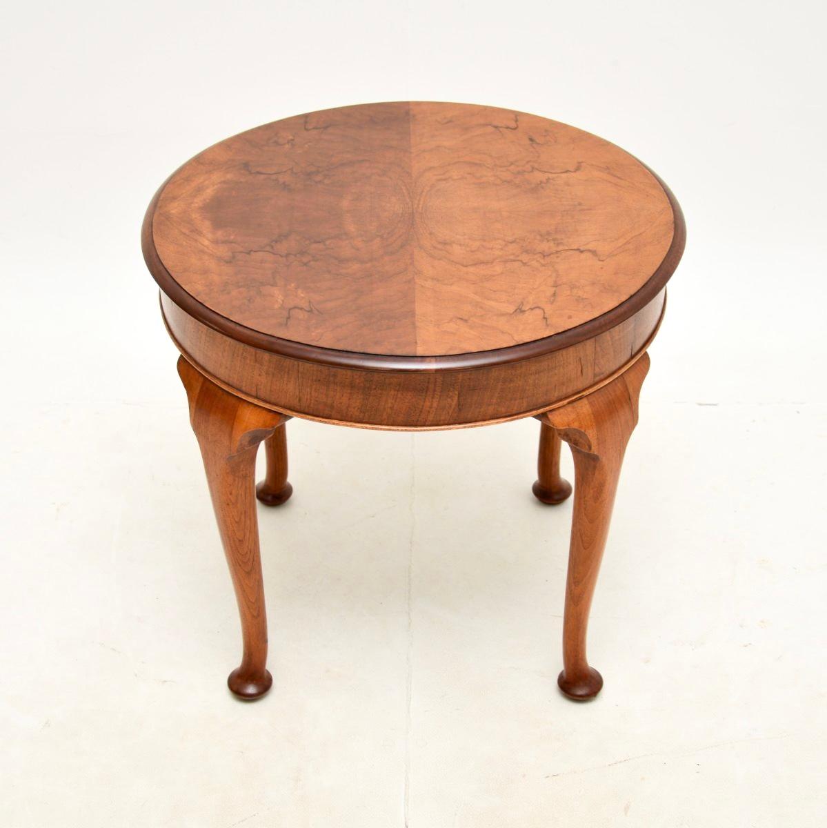 Queen Anne Antique Figured Walnut Occasional Side / Coffee Table For Sale