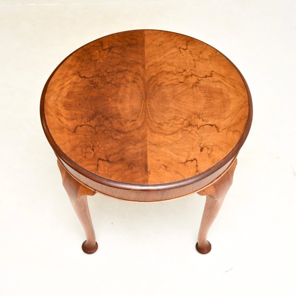British Antique Figured Walnut Occasional Side / Coffee Table For Sale