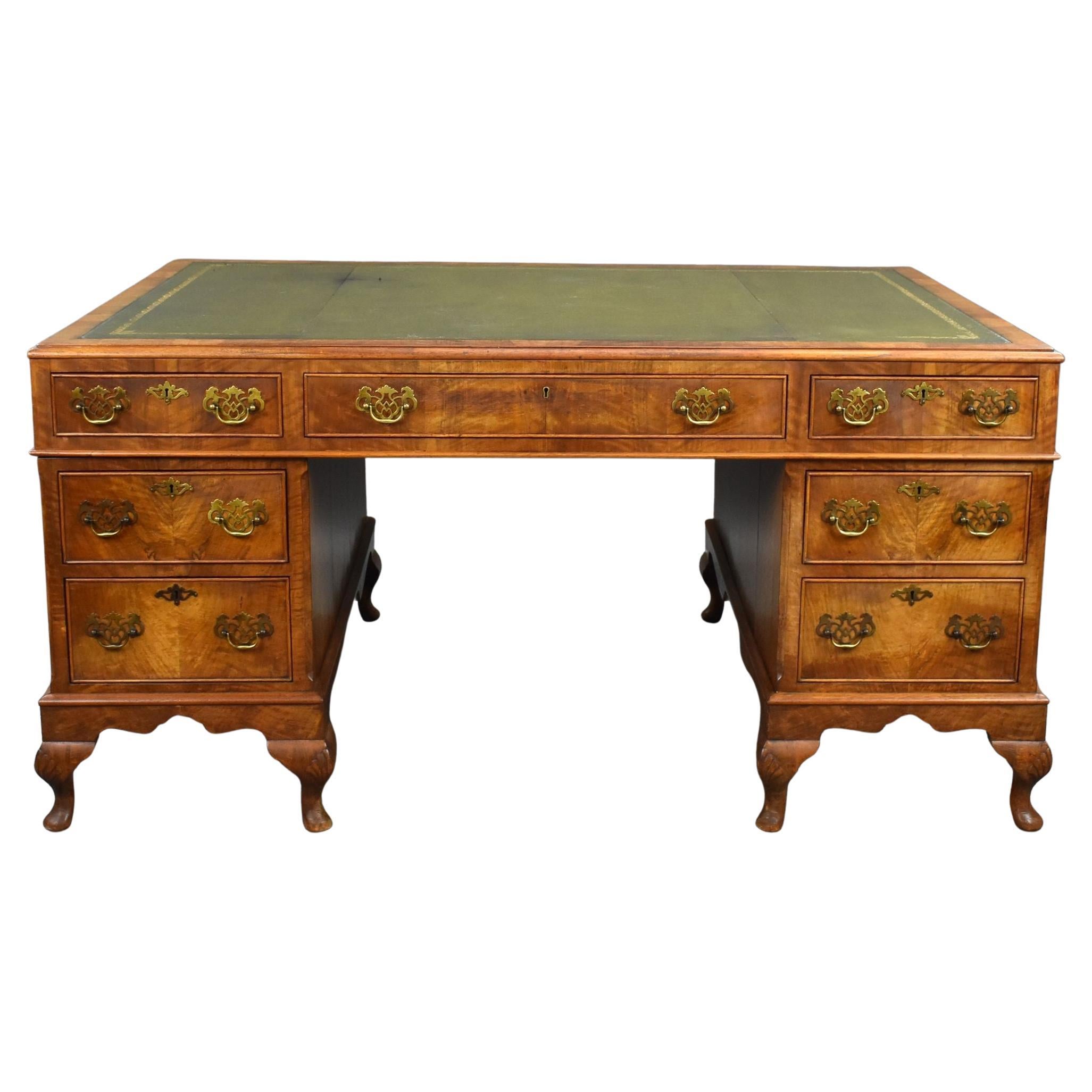 Antique Figured Walnut Partners Desk For Sale at 1stDibs