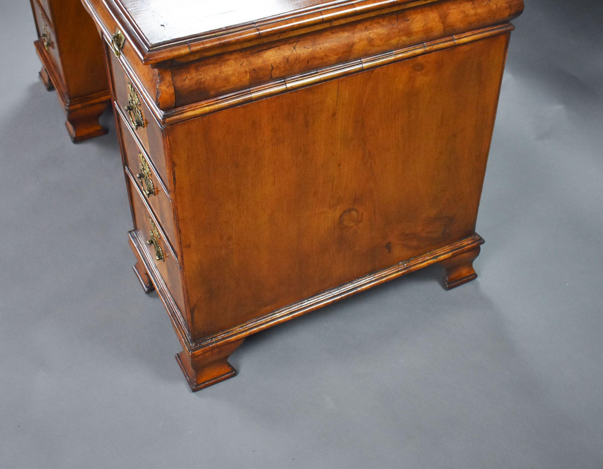 Antique Figured Walnut Pedestal Desk For Sale 5
