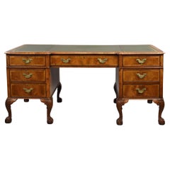 Antique Figured Walnut Pedestal Desk