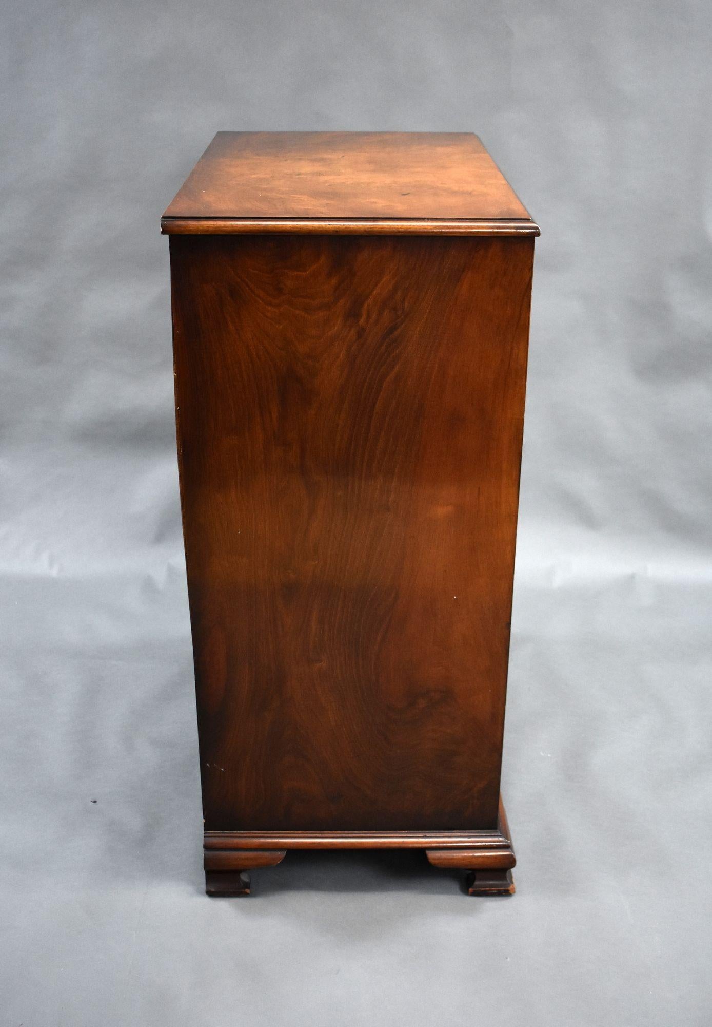 20th Century Antique Figured Walnut Secretaire Chest of Drawers For Sale