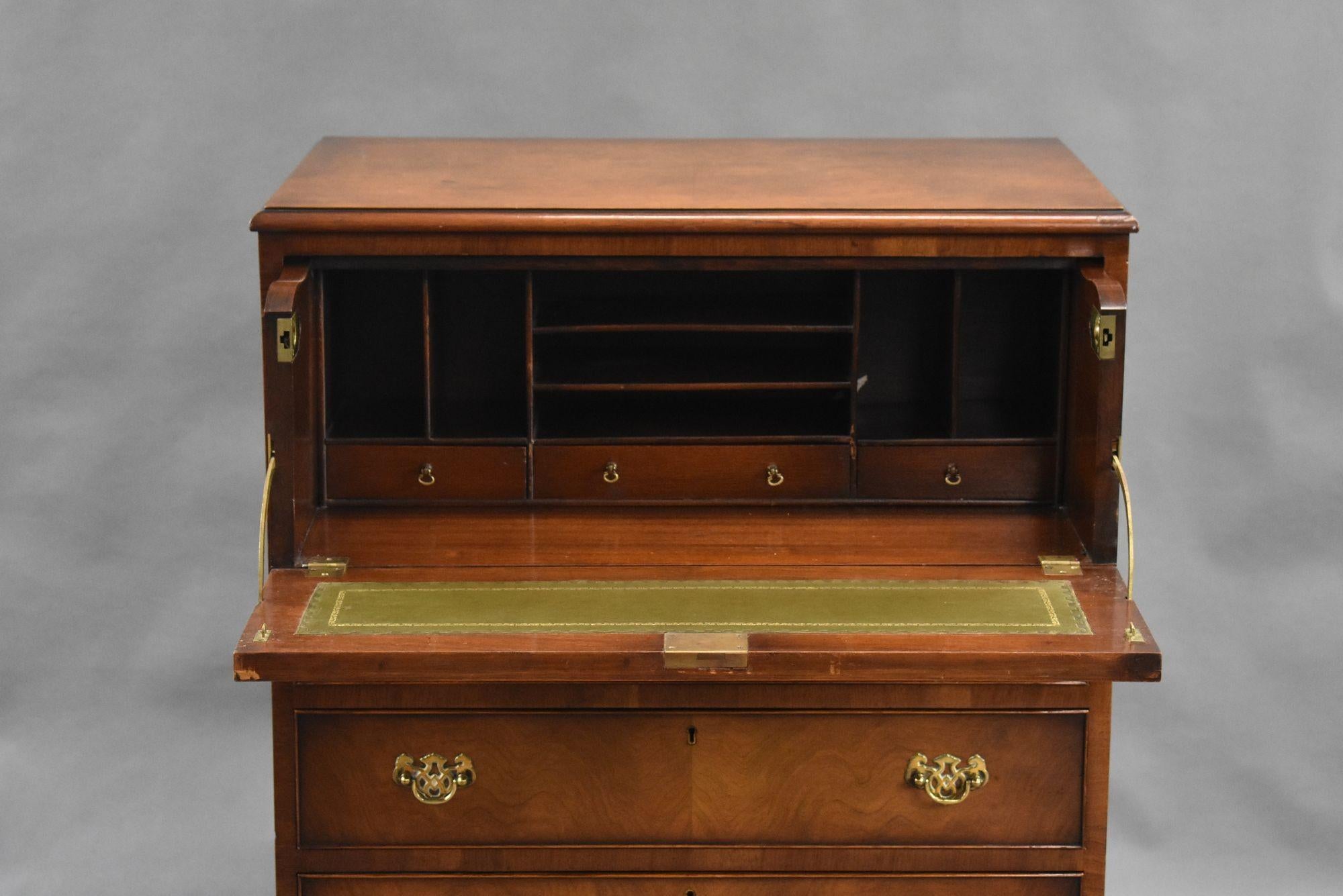 Antique Figured Walnut Secretaire Chest of Drawers For Sale 3