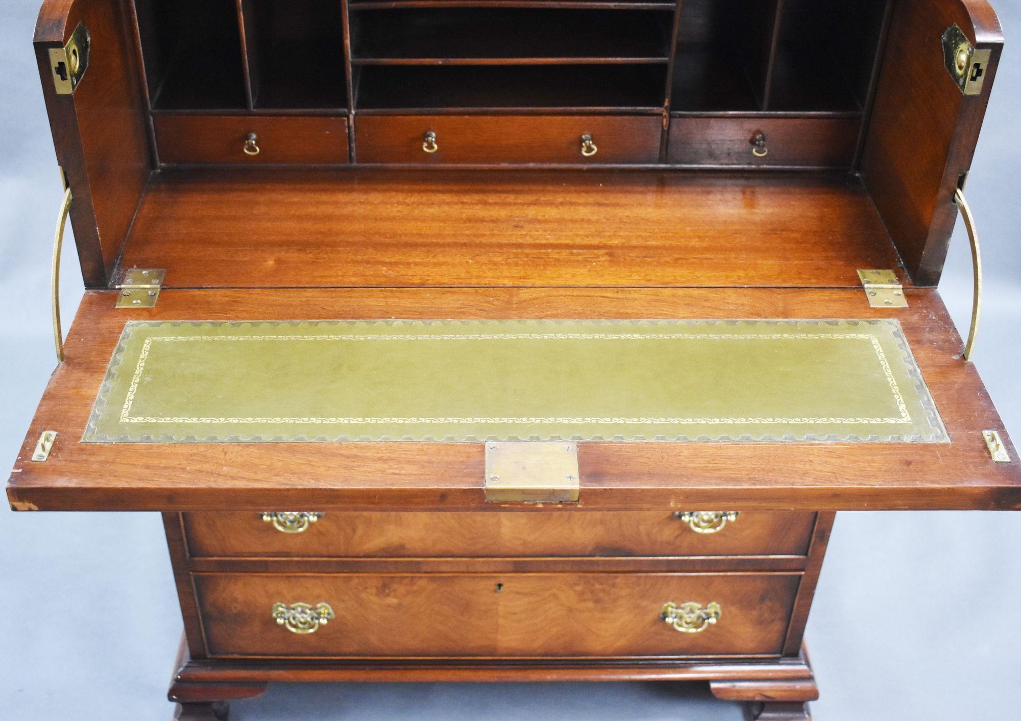 Antique Figured Walnut Secretaire Chest of Drawers For Sale 4