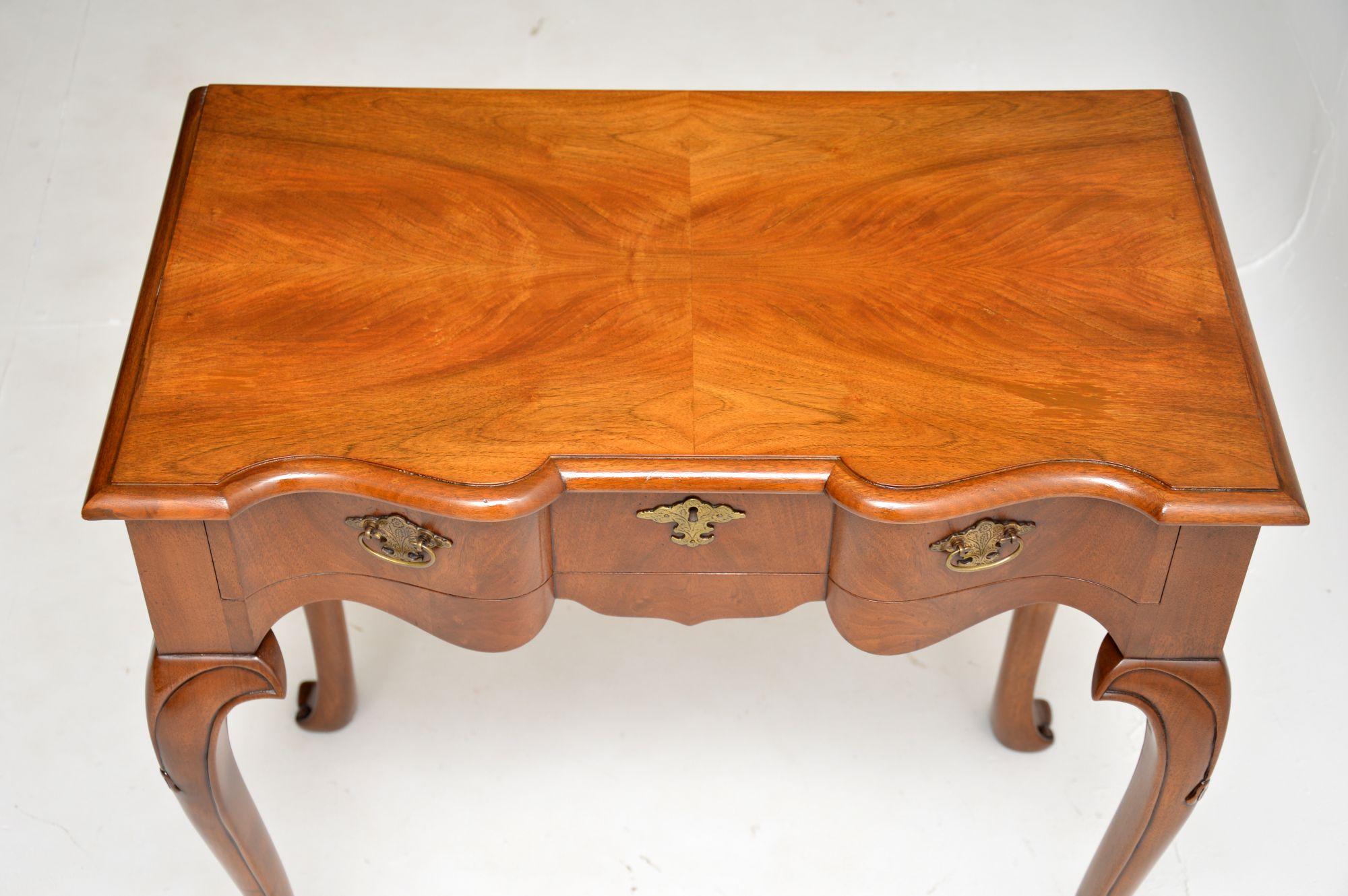 English Antique Figured Walnut Side Table