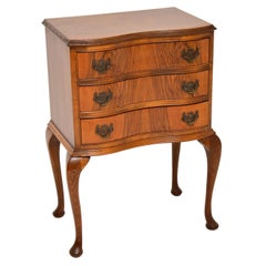 Antique Figured Walnut Side Table with 3 Drawers