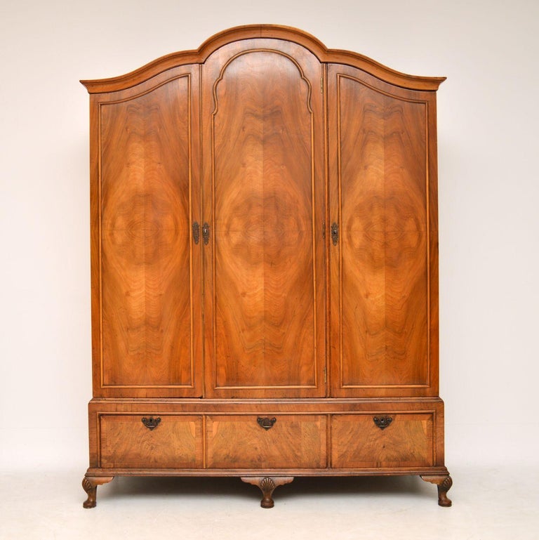 Antique Figured Walnut ThreeDoor Wardrobe at 1stDibs antique walnut