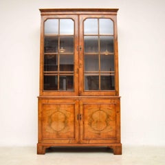 Antique Figured Walnut Two-Section Bookcase