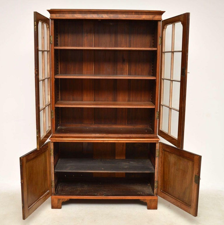 Antique Figured Walnut TwoSection Bookcase at 1stDibs antique walnut