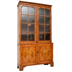 Antique Figured Walnut Two-Section Bookcase