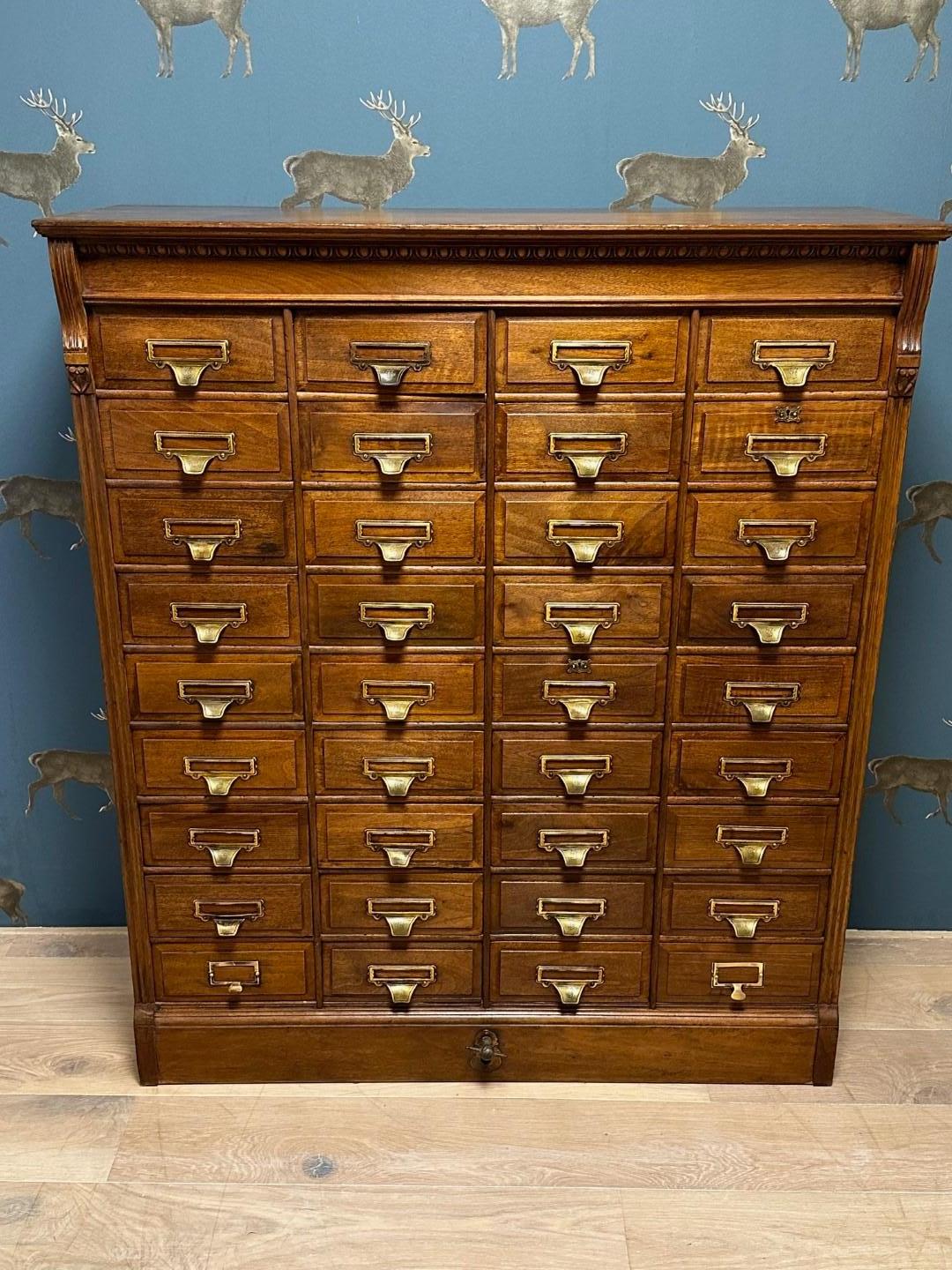 Antique file cabinet with 36 drawers In Good Condition For Sale In Eindhoven, NL
