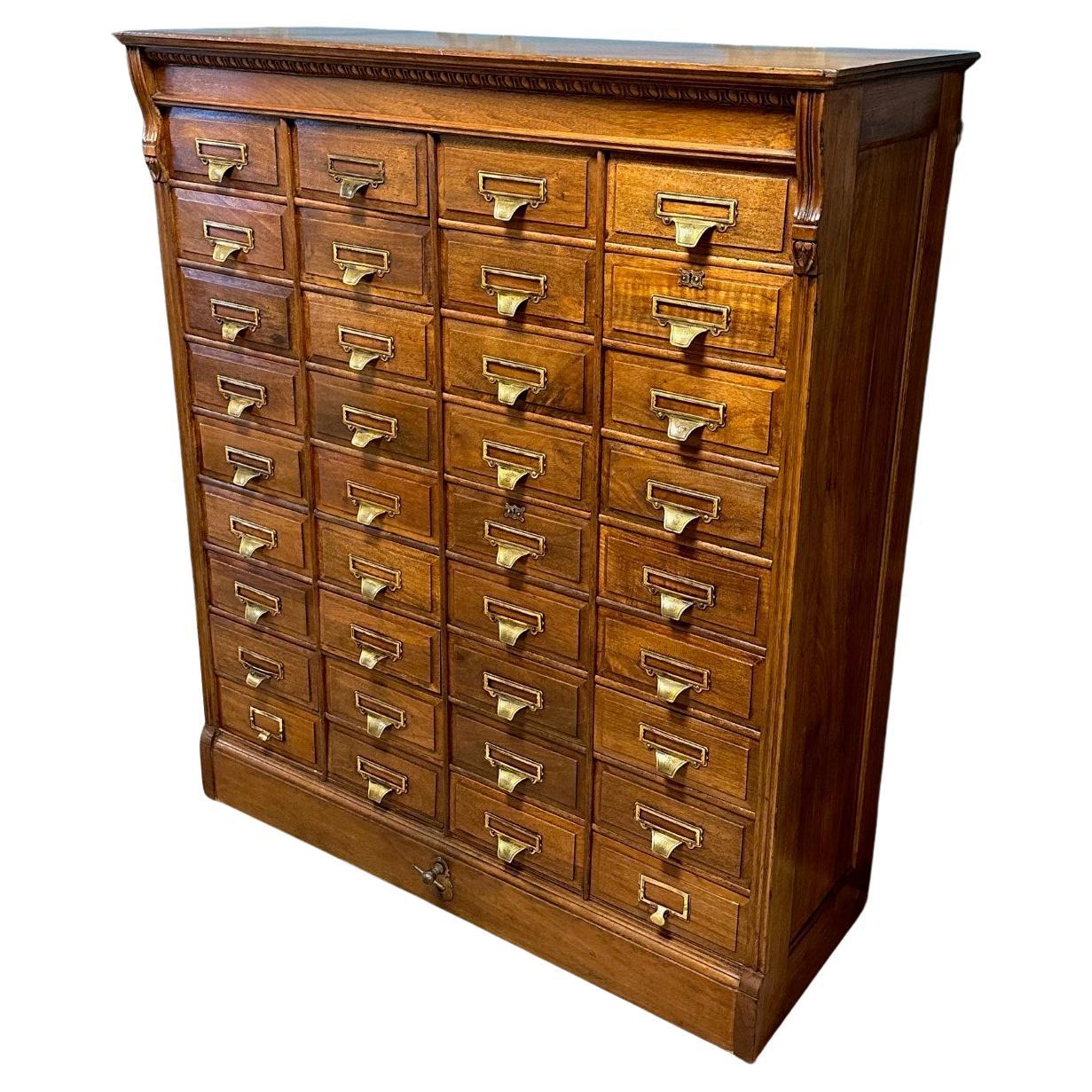 Antique file cabinet with 36 drawers For Sale