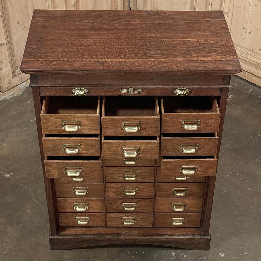 Antique File Card Cabinet with Tambour Door For Sale 2