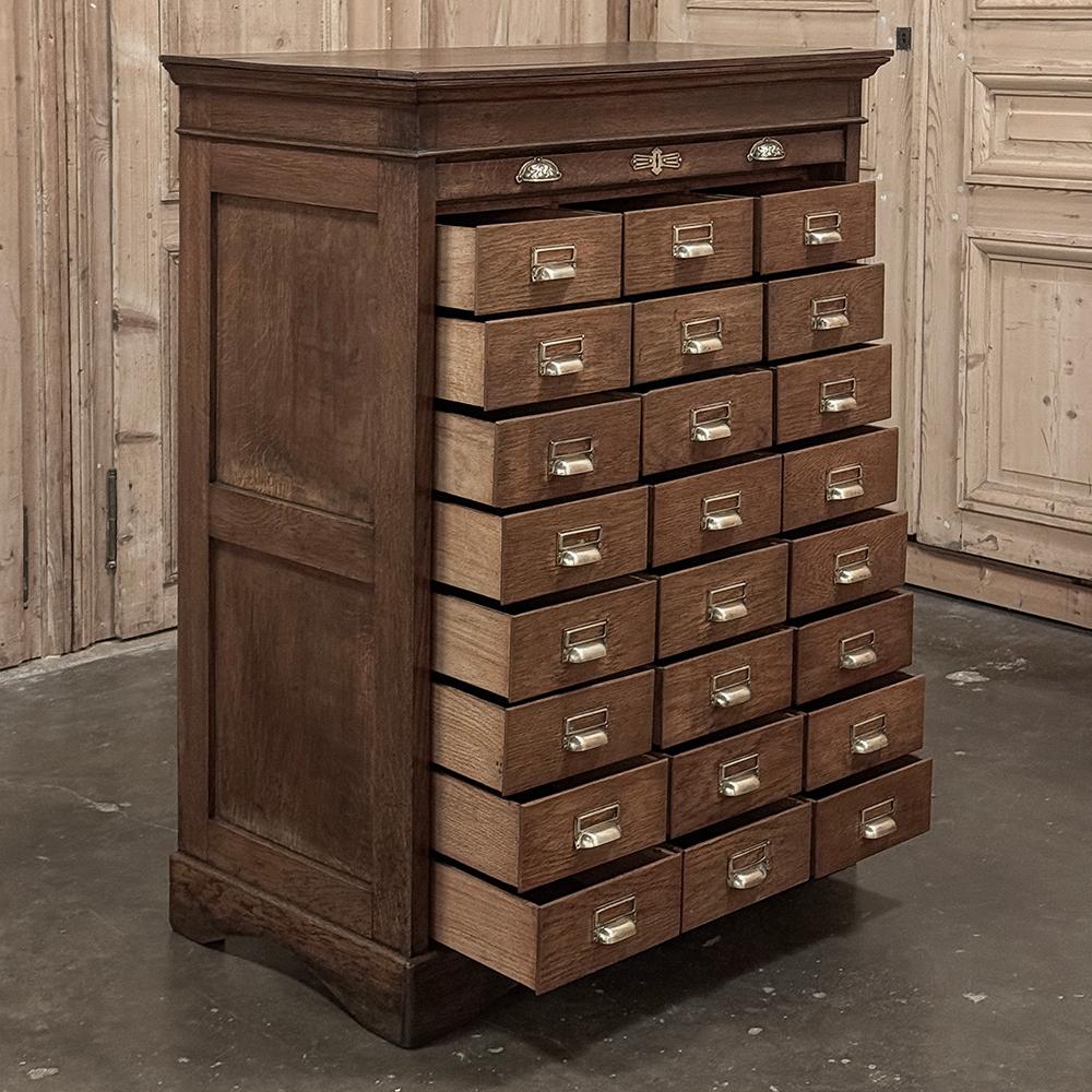 Early 20th Century Antique File Card Cabinet with Tambour Door For Sale