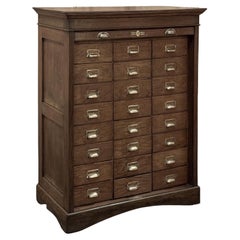 Antique File Card Cabinet with Tambour Door