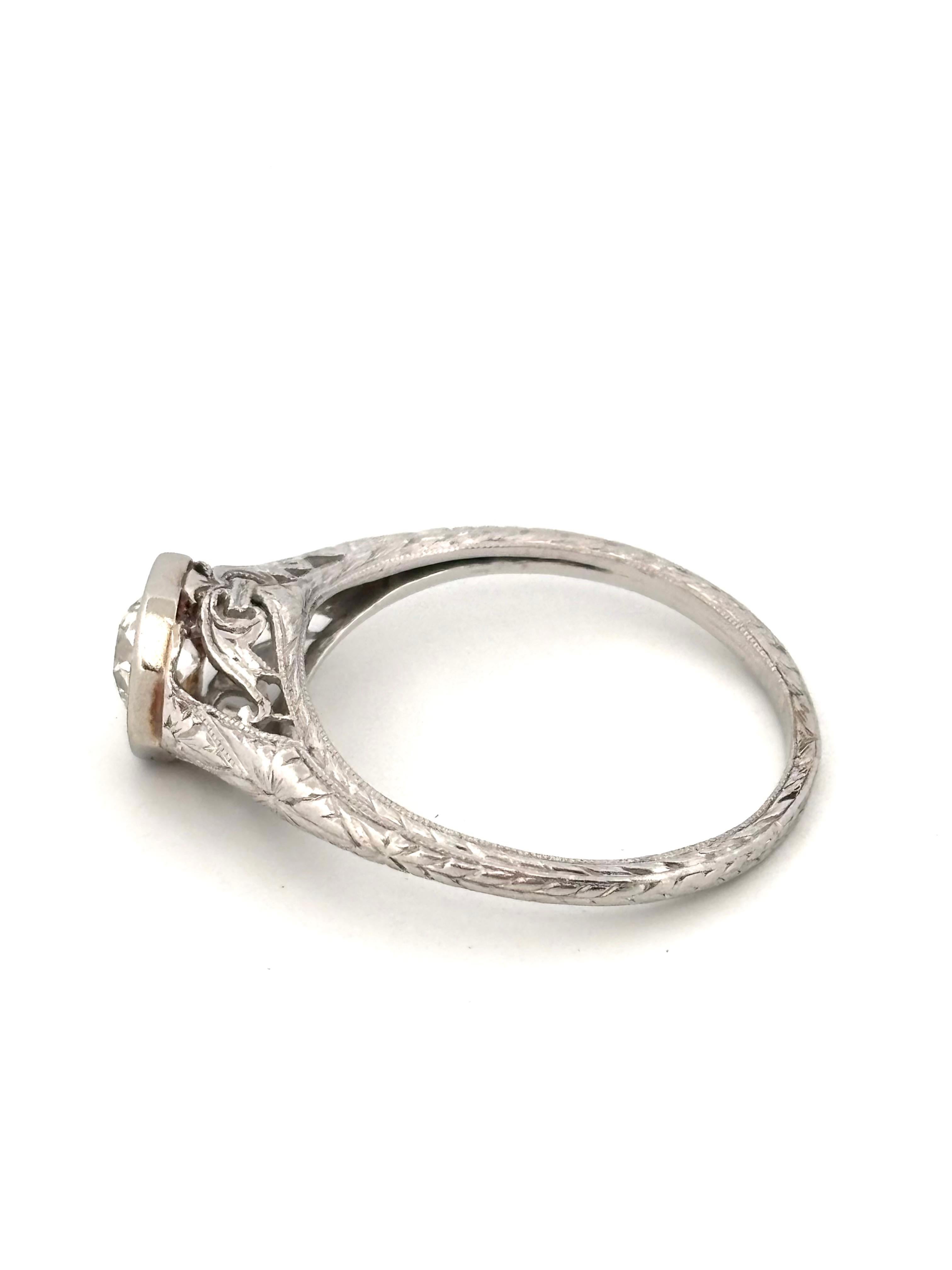 Antiker filigraner 0,40CT J SI1 Alter europäischer Schliff Runder natürlicher Diamantring (Alteuropäischer Schliff) im Angebot