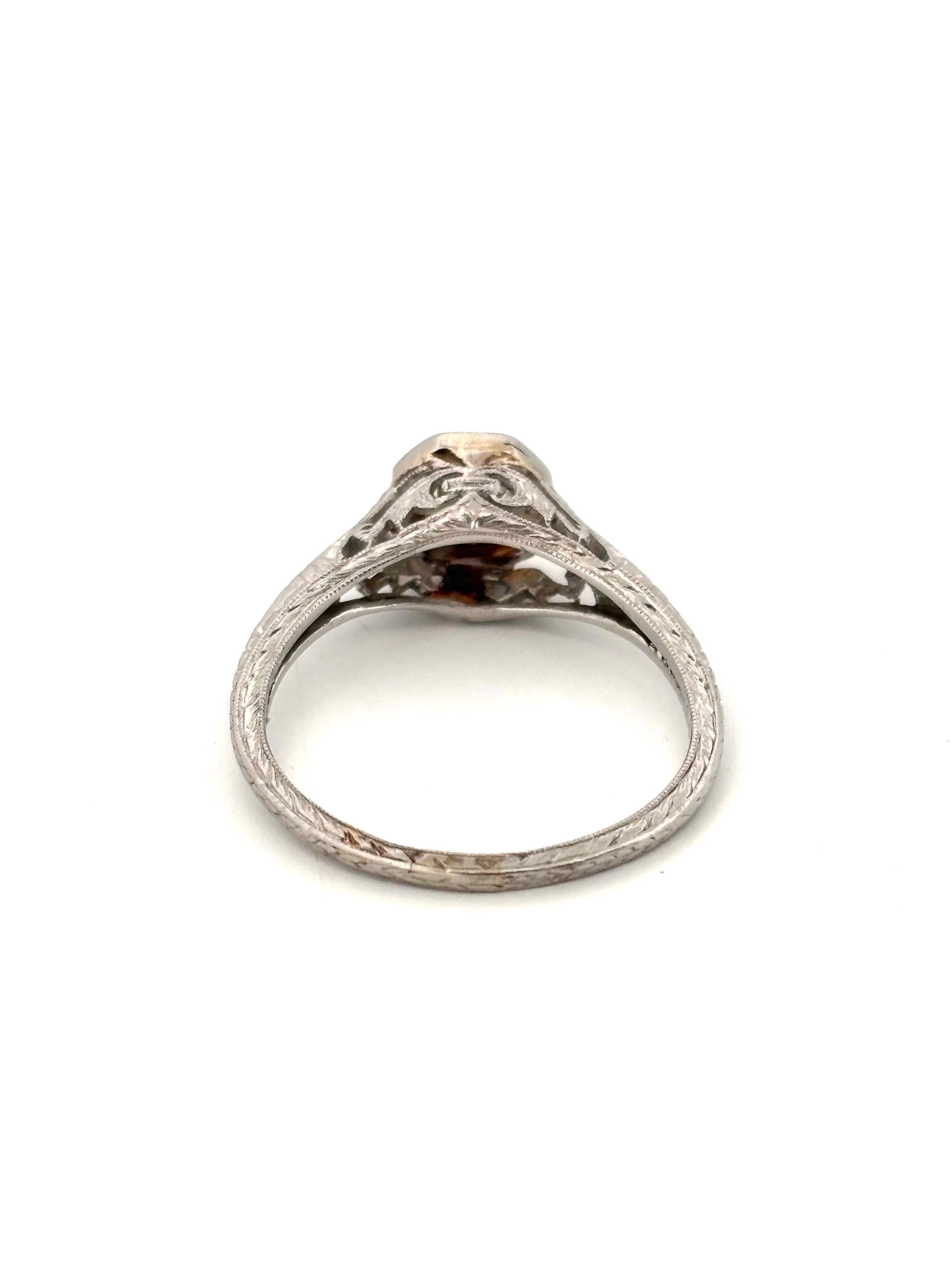 Antiker filigraner 0,40CT J SI1 Alter europäischer Schliff Runder natürlicher Diamantring für Damen oder Herren im Angebot