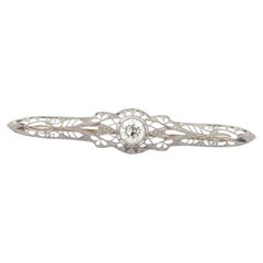 Antique Filigree 1.24 Carat Old European Cut M I1 Diamond Platinum Pin