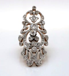 Antique Filigree Diamond Platinum Gold Statement Ring