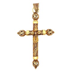 Antique Filigree Gold Cross Pendant