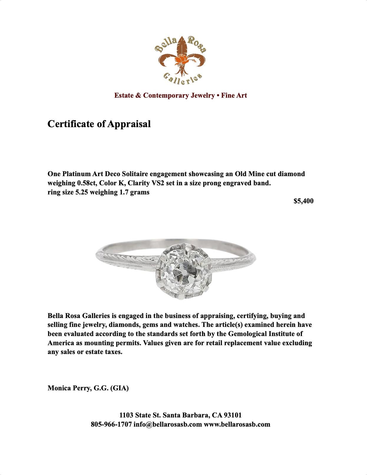 Women's Antique Filigree Solitaire GIA Certified Diamond Engagement Ring For Sale