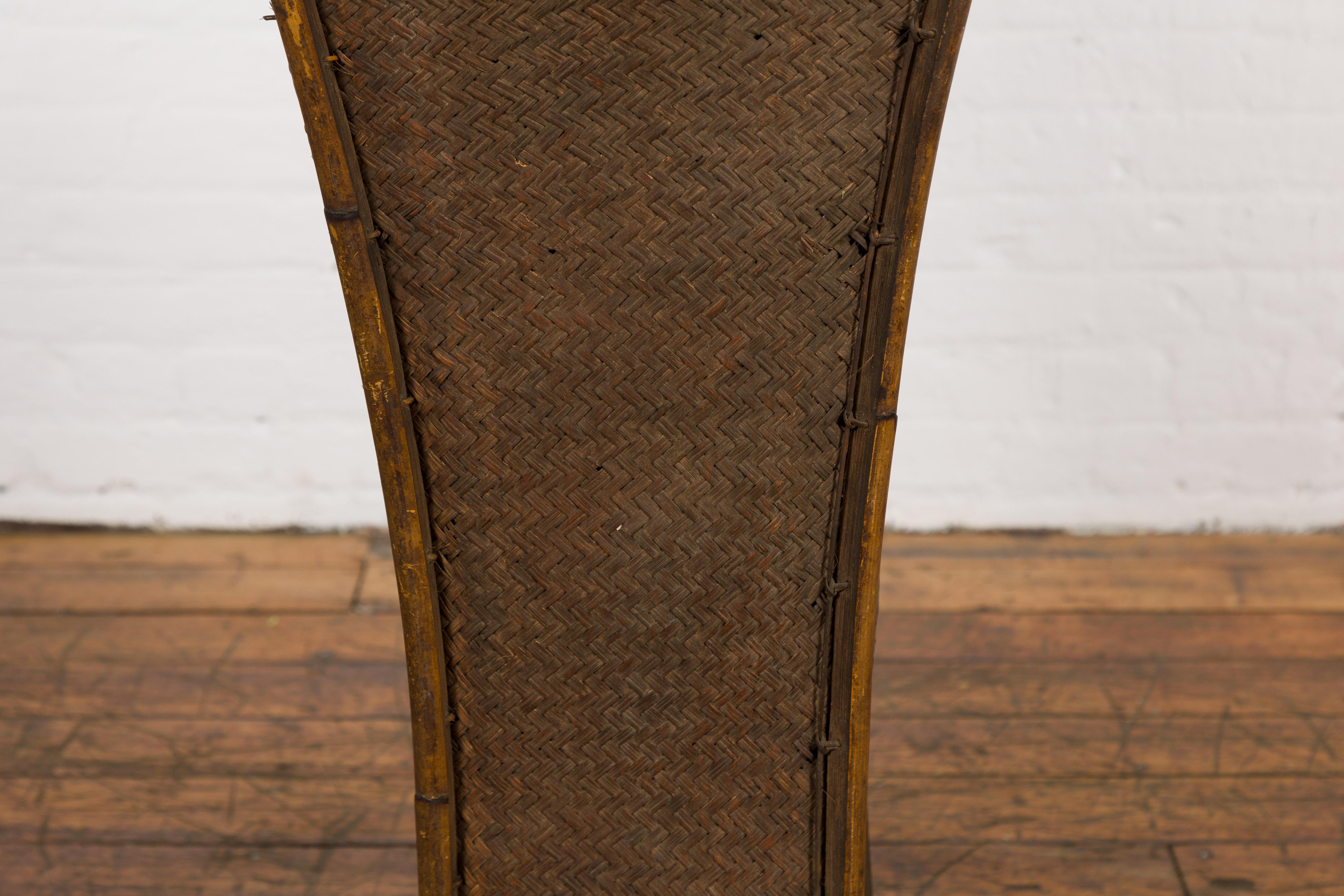 19th Century Tall Hand-Woven Antique Rattan Basket