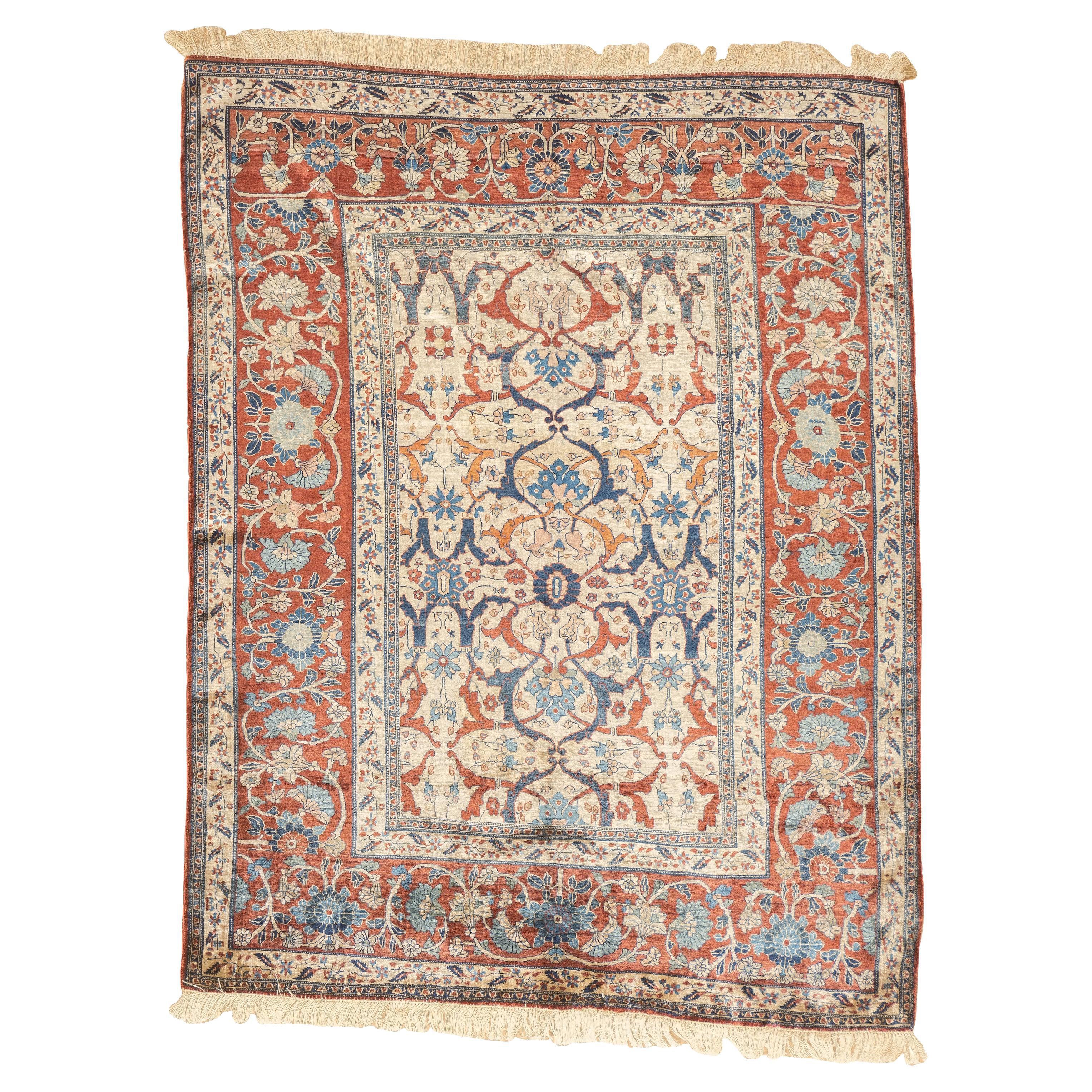 Antike feine und seltene persische Heriz Teppich 4'6" x 5'9"