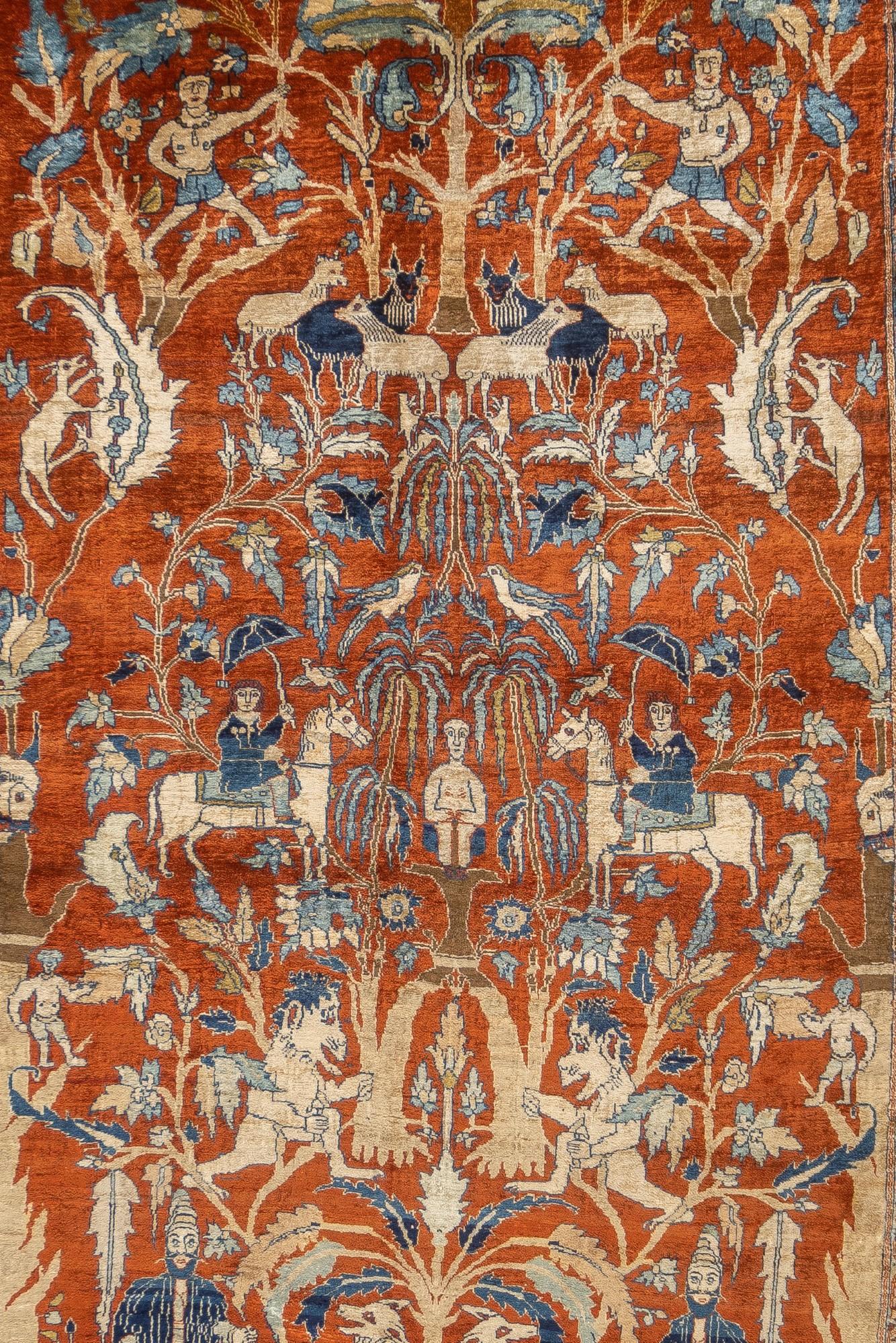 Hand-Knotted Antique Fine and Rare Persian Heriz Rug 5'4