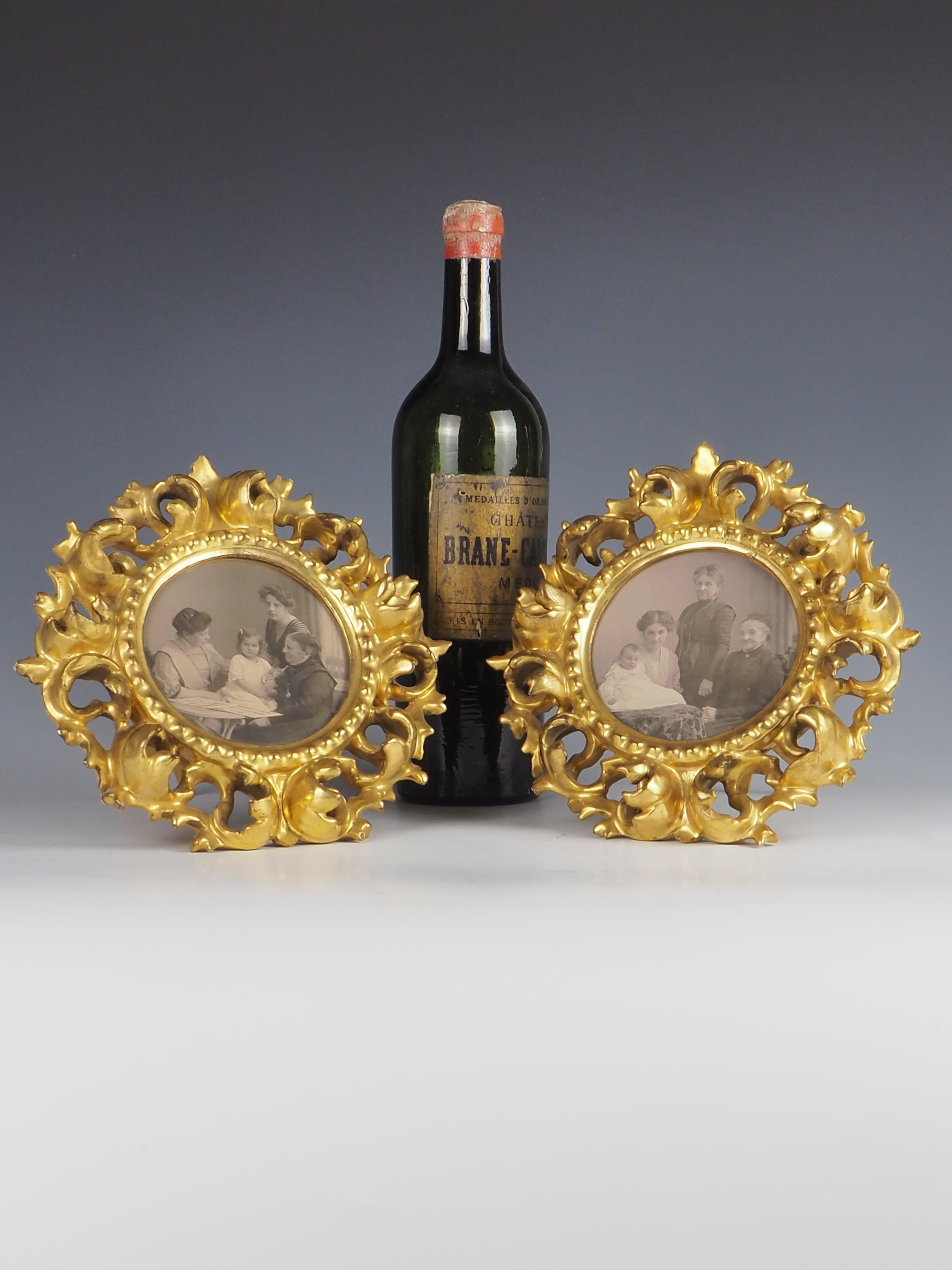Antique Fine Carved Giltwood Florentine Photo Frames (Pair) In Good Condition For Sale In Lincoln, GB