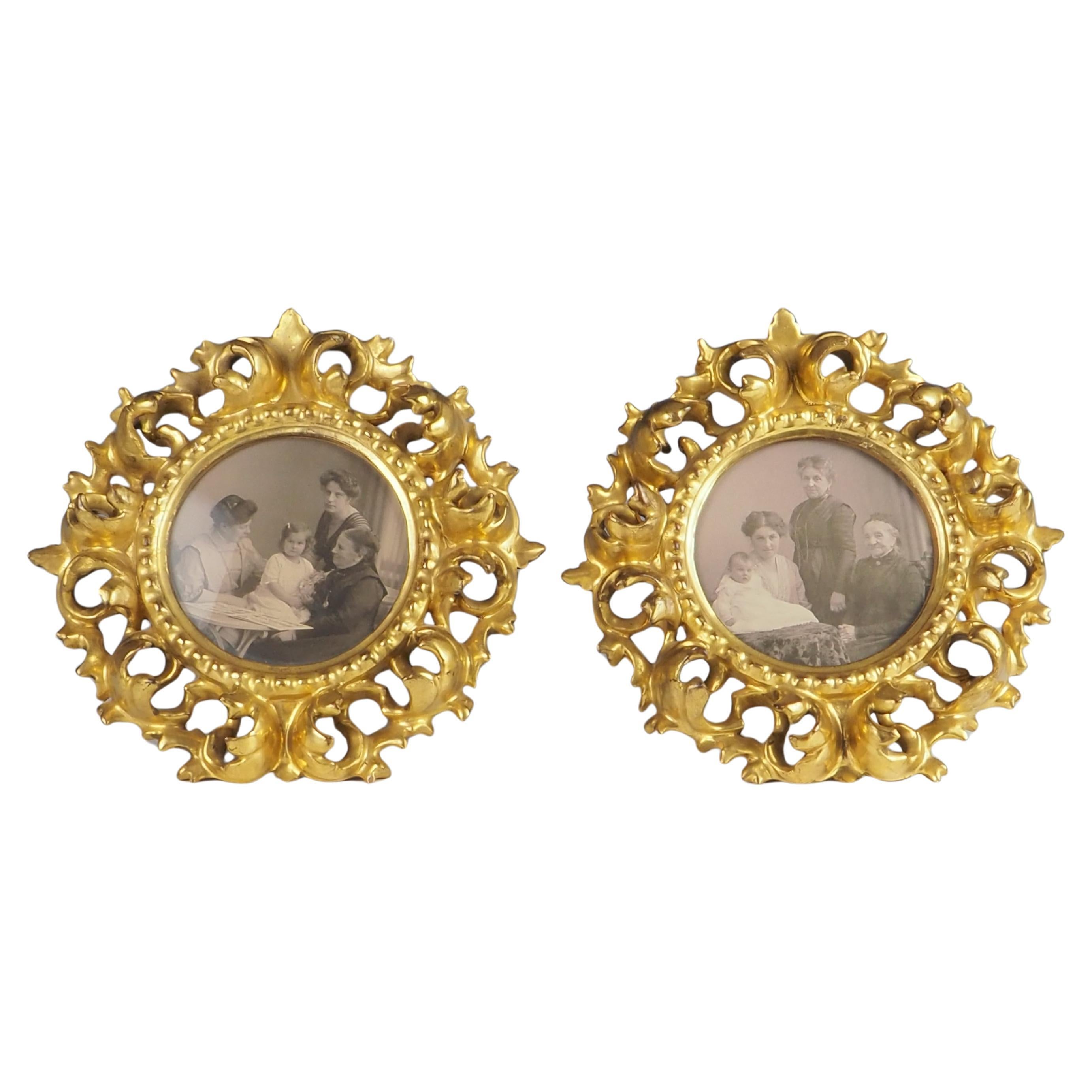 Marcos de Fotos Florentinos Antiguos de Madera de Giltwood Tallada Fina (Pareja)