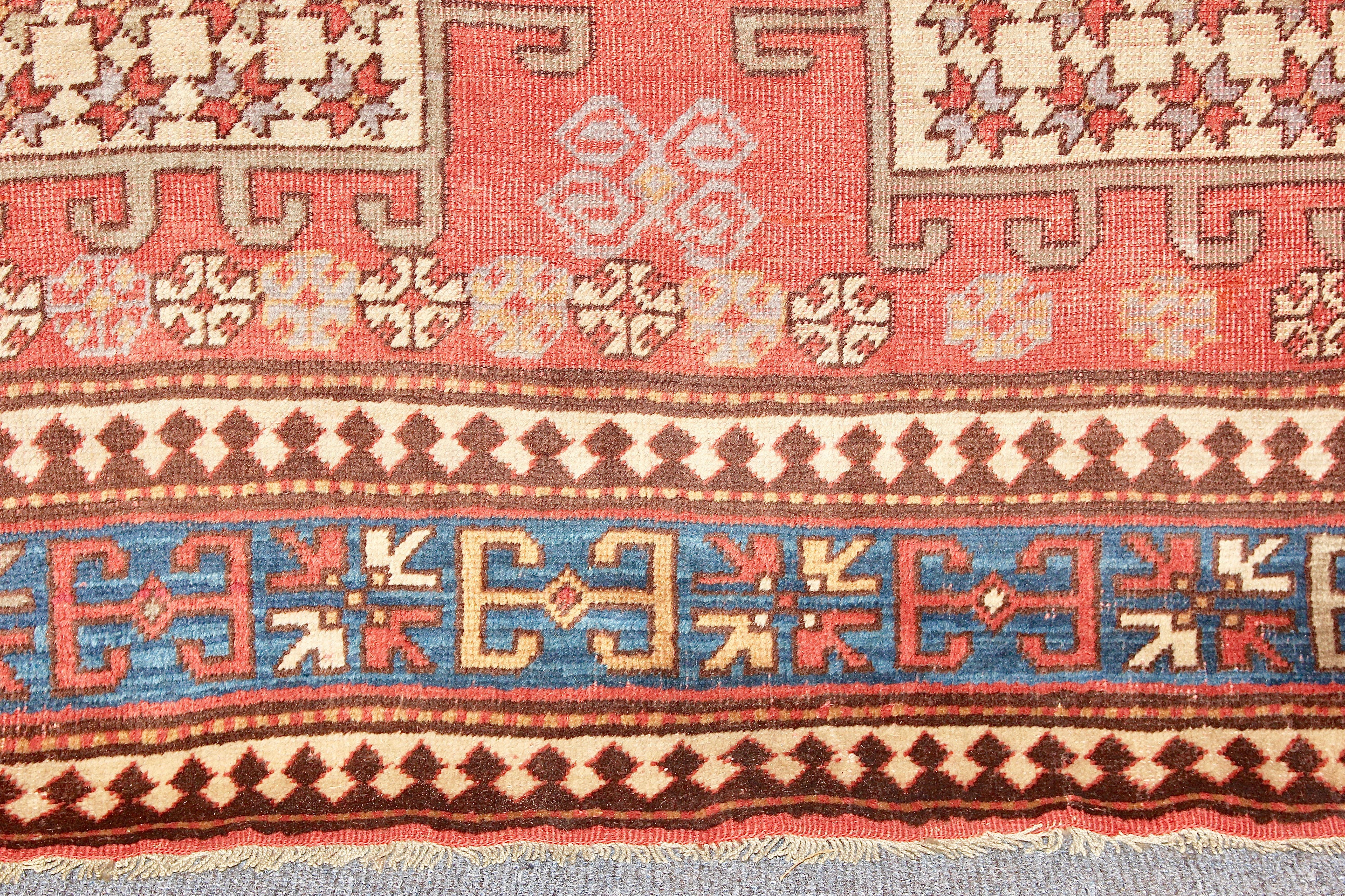 20th Century Antique, Fine, Caucasian Carpet, Rug, Kazak, Hand Knotted For Sale