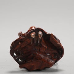 Antike feine chinesische geschnitzte Holzstatue eines lachenden Buddha, Chinesisch, um 1900