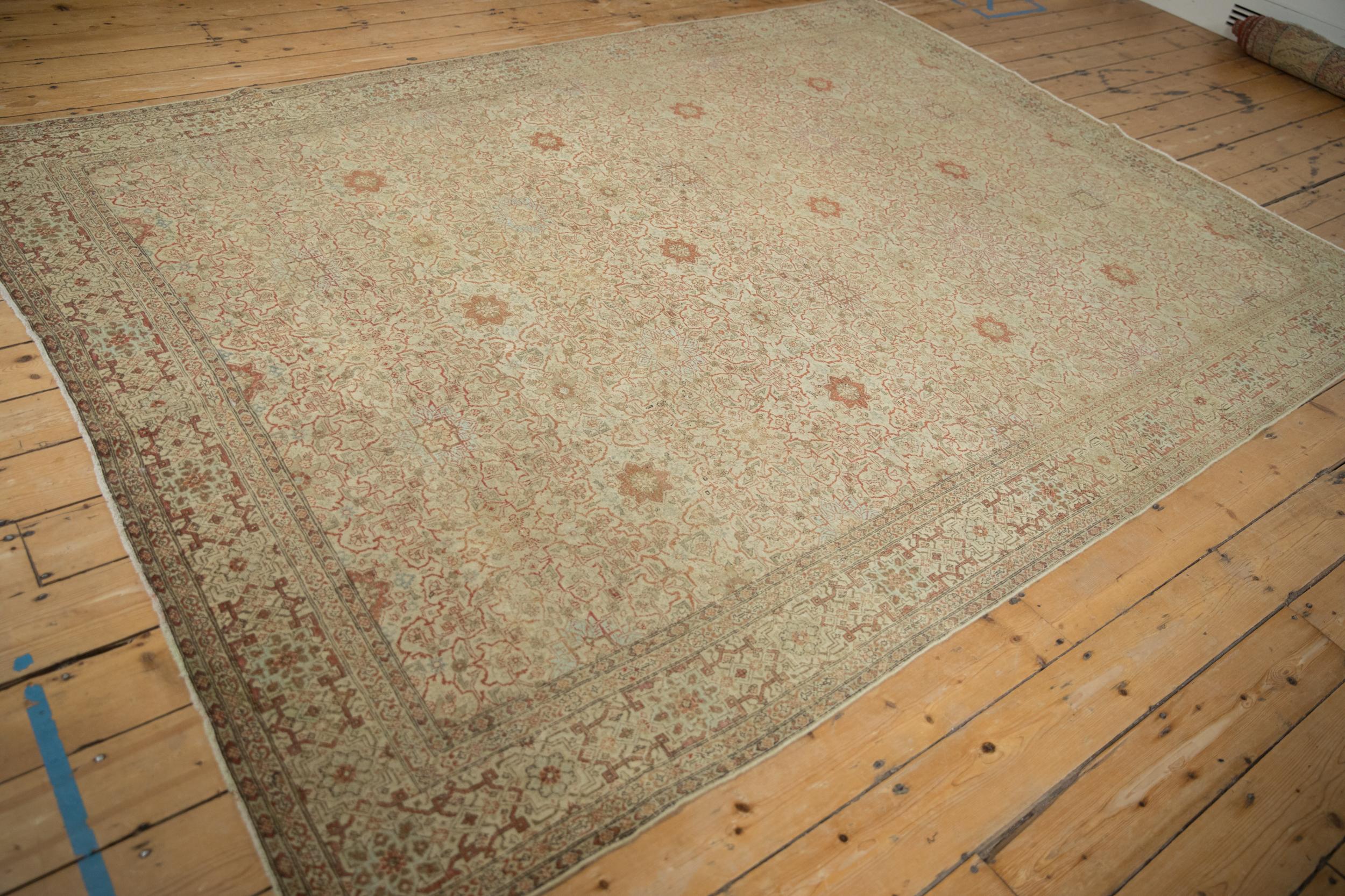 Wool Antique Fine Distressed Tabriz Carpet For Sale