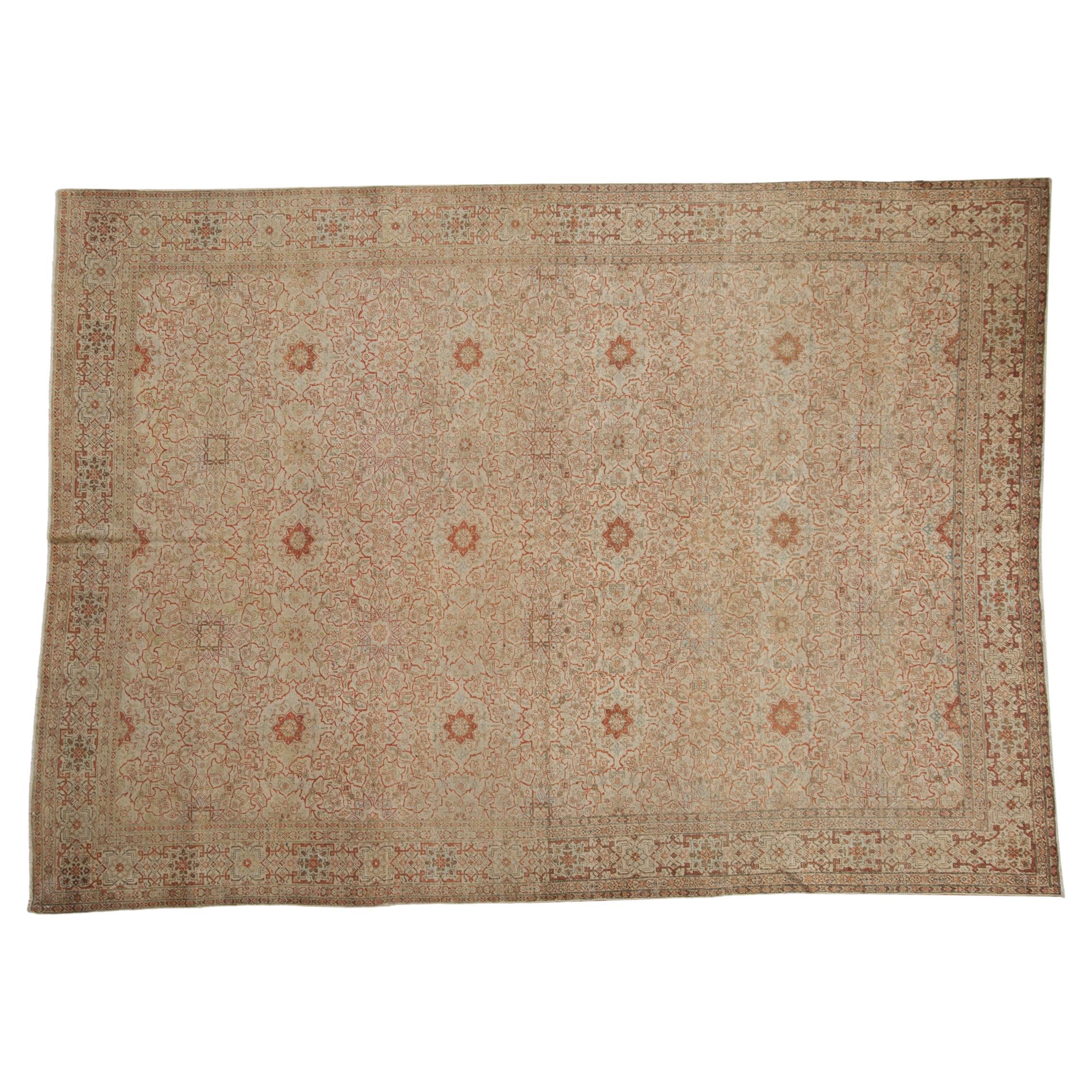 Antique Fine Distressed Tabriz Carpet For Sale