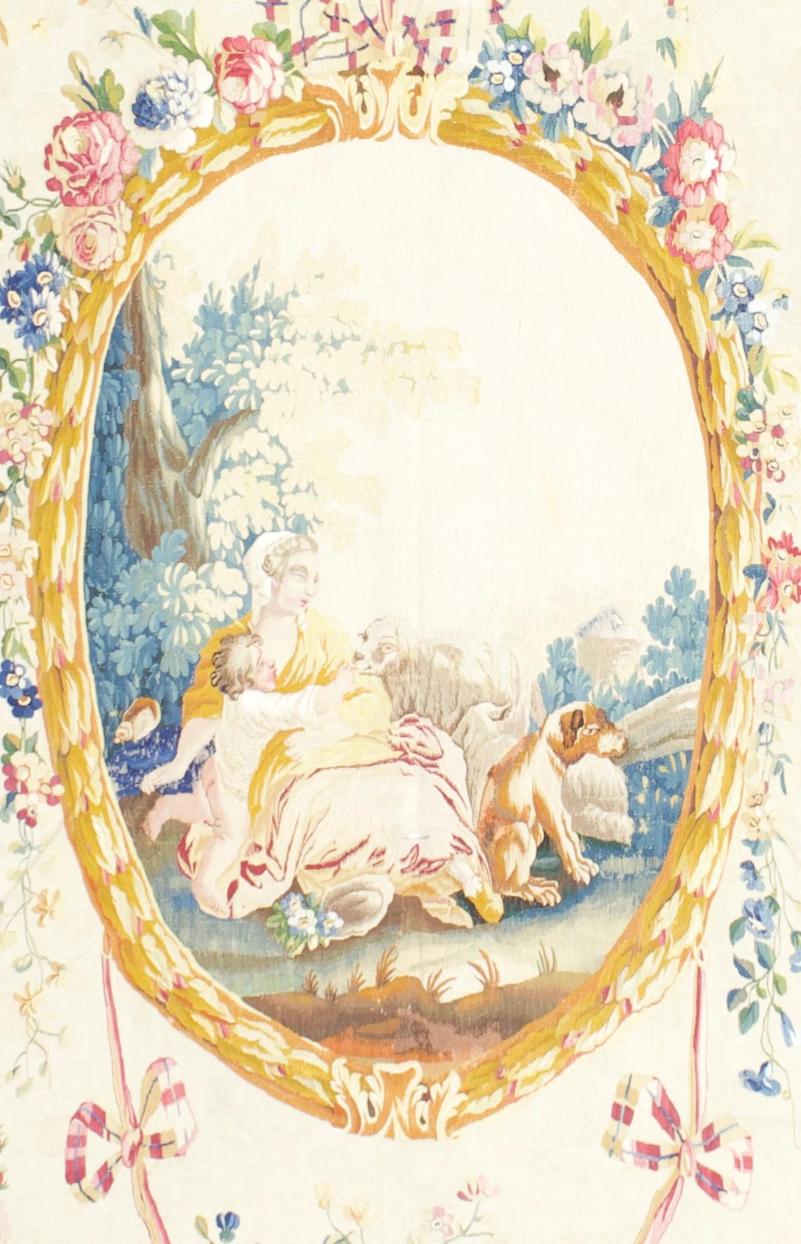 XIXe siècle Tapis d'Aubusson français ancien 4'9