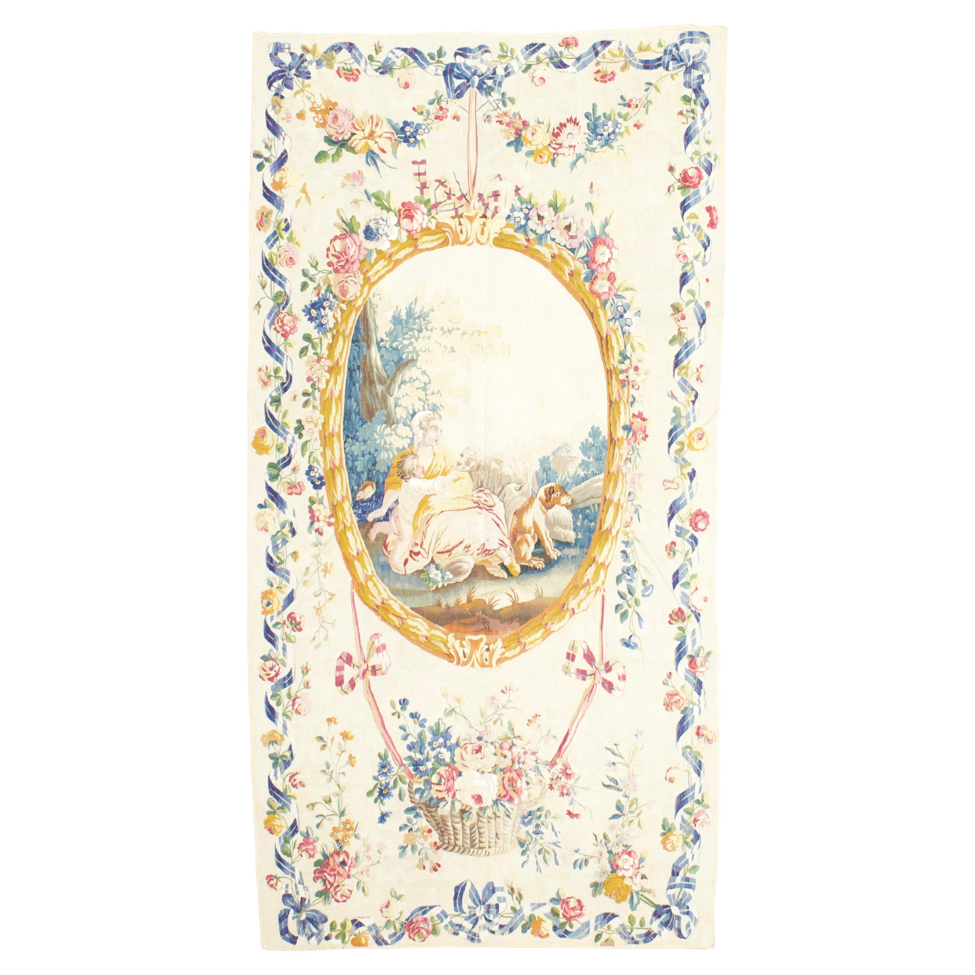 Antique Fine French Aubusson Rug 4’9" x 9’4"