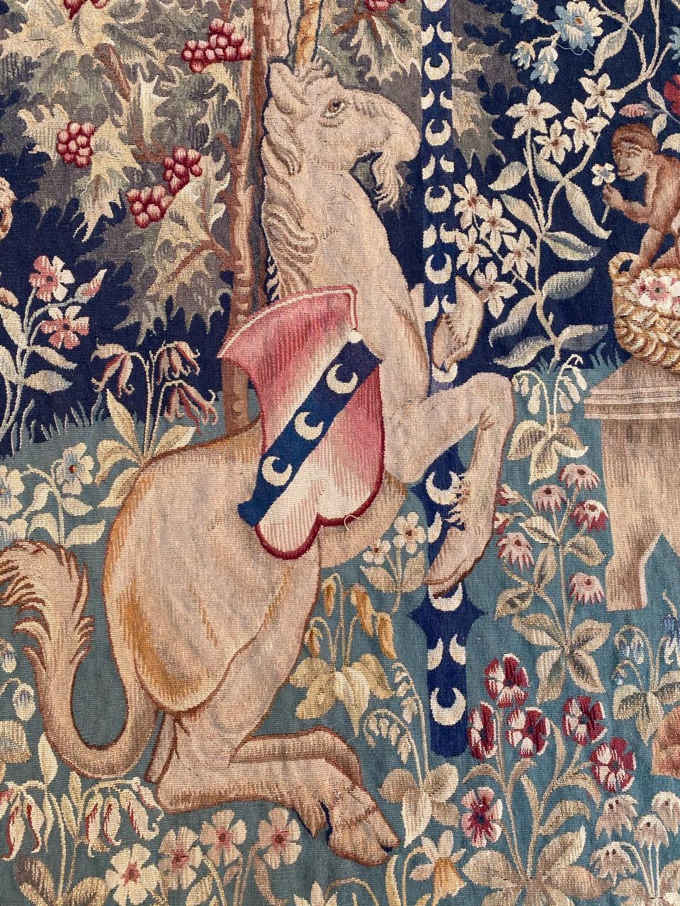Antique Fine French Aubusson Tapestry Lady with Unicorn 