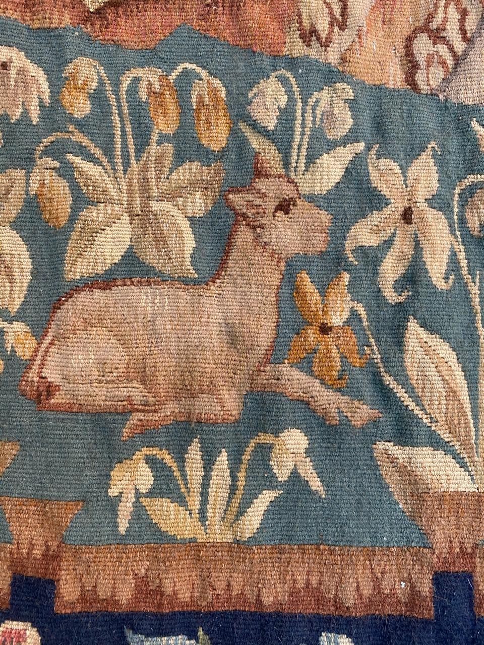 Antique Fine French Aubusson Tapestry Lady with Unicorn 