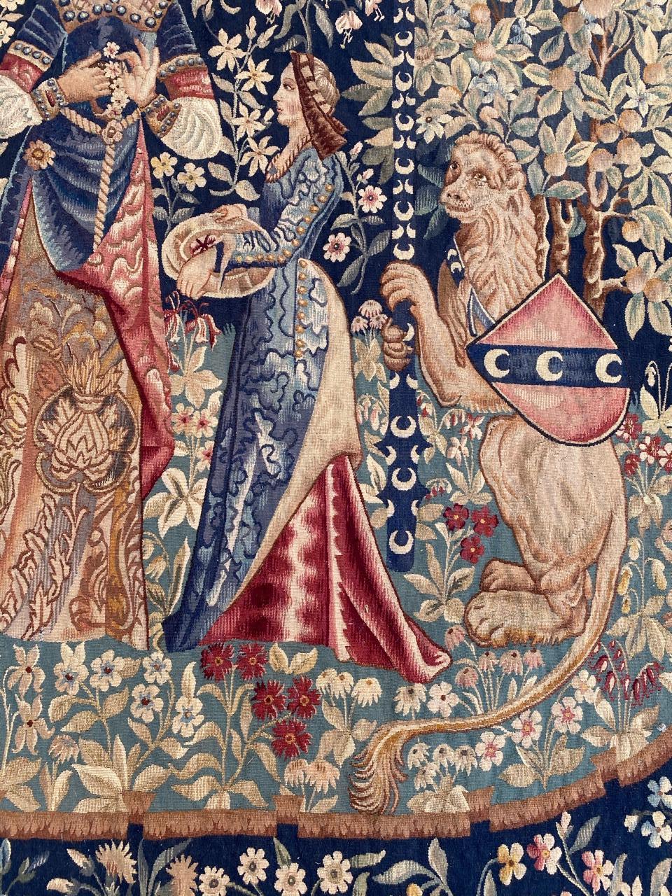 Antique Fine French Aubusson Tapestry Lady with Unicorn 