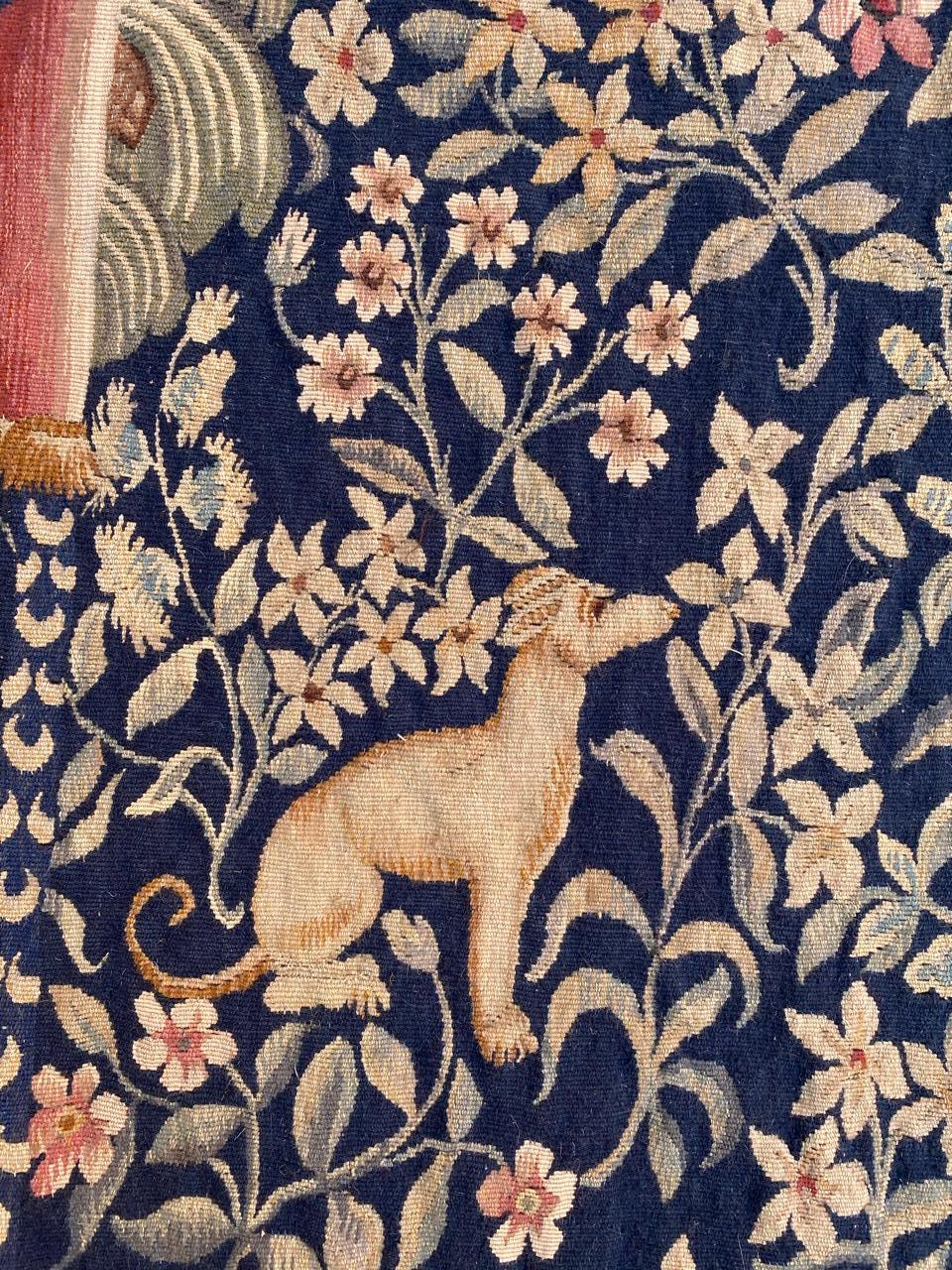 Antique Fine French Aubusson Tapestry Lady with Unicorn 