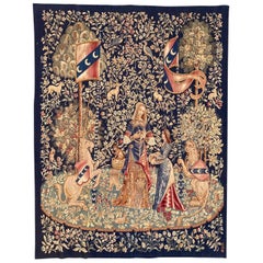 Antique Fine French Aubusson Tapestry Lady with Unicorn "dame à la licorne"