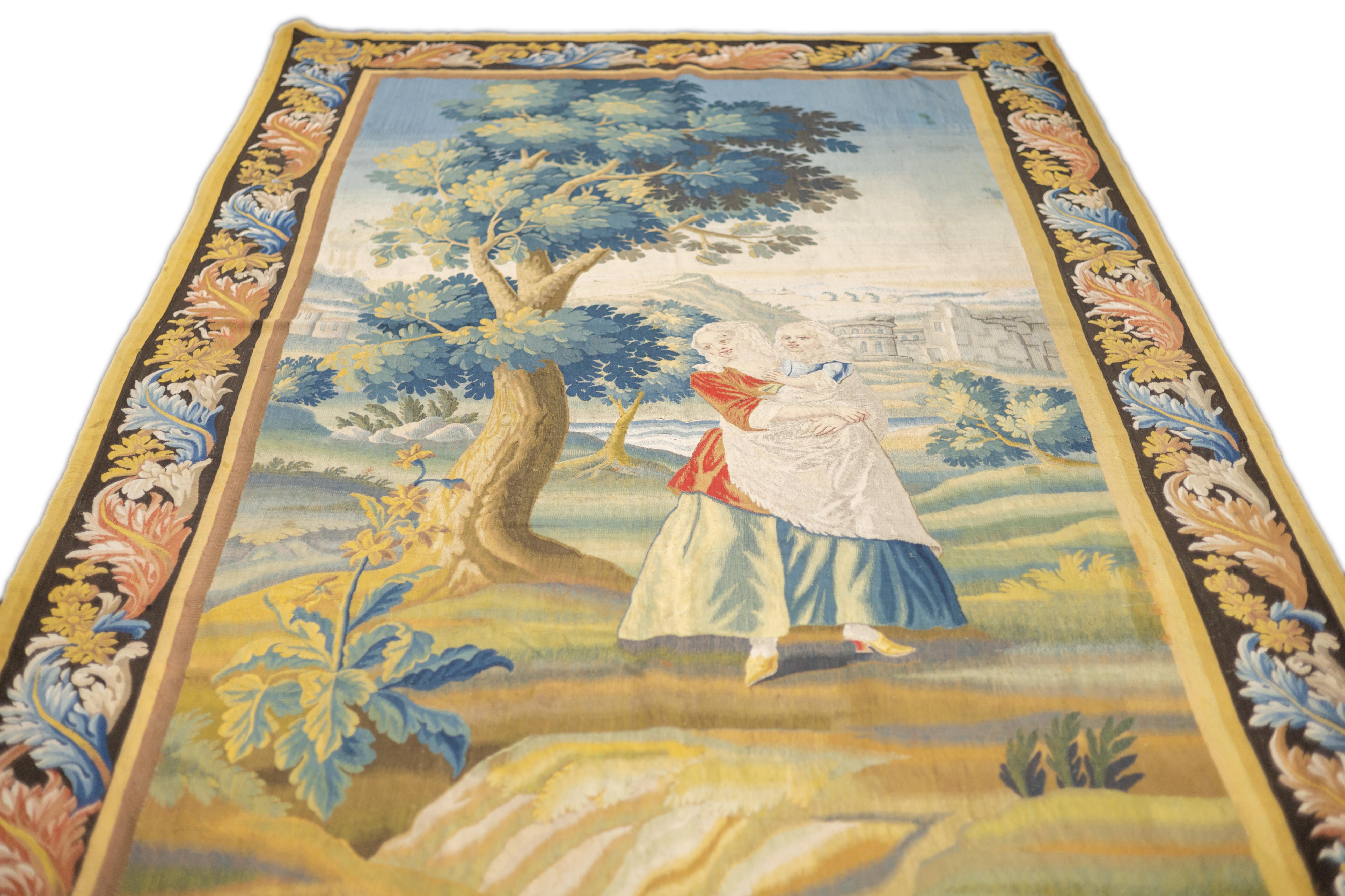 Antiker feiner französischer Beauvais-Wandteppich 6'3 x 10'6 (18. Jahrhundert und früher) im Angebot