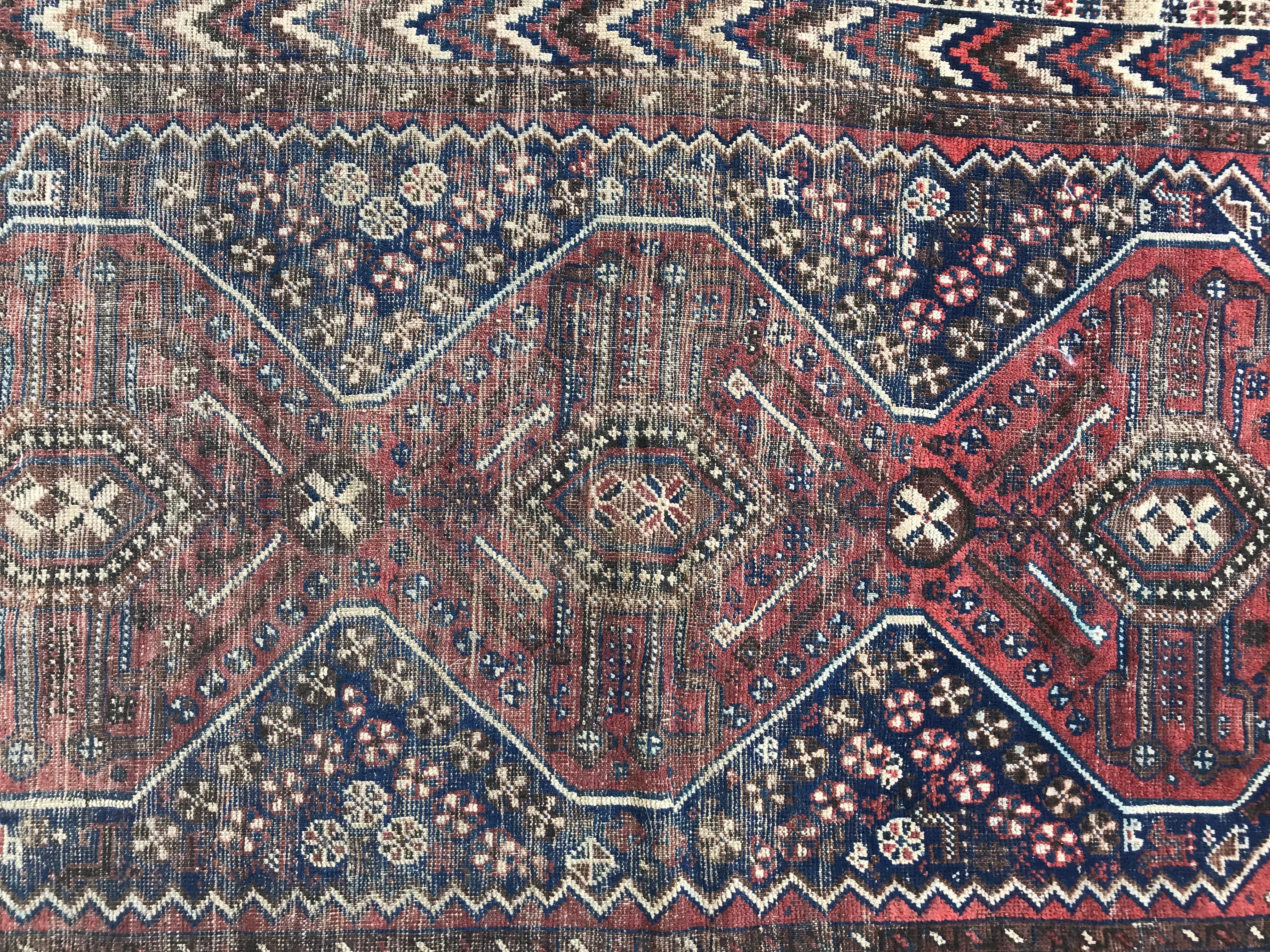 Central Asian Bobyrug’s Antique Fine Ghashghai Rug For Sale