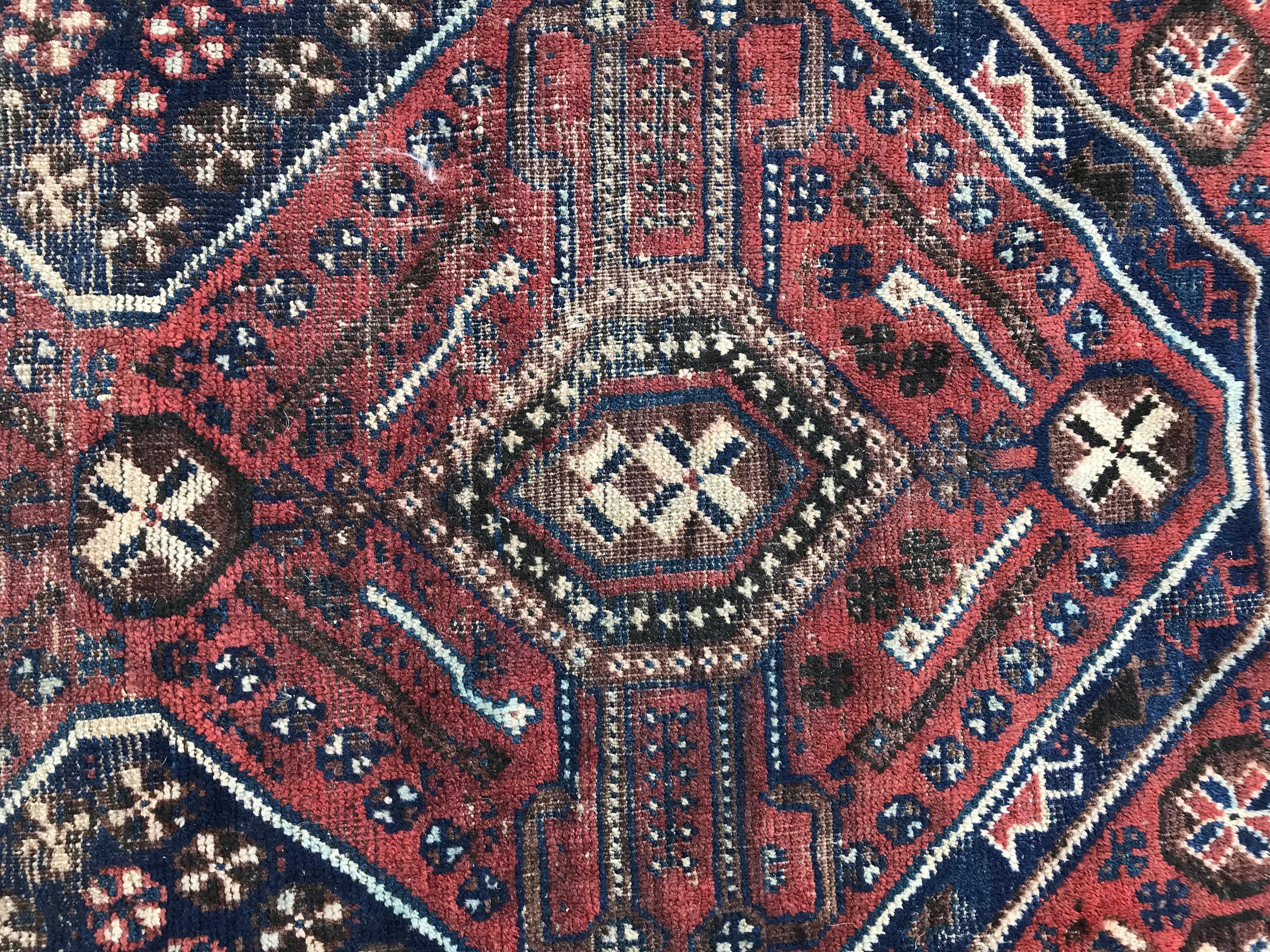Hand-Knotted Bobyrug’s Antique Fine Ghashghai Rug For Sale