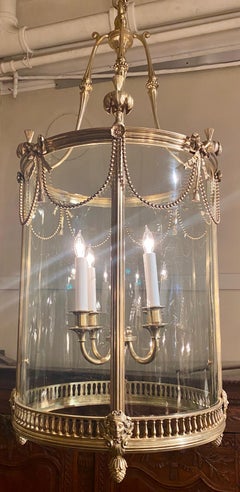 Antique Fine Gold Bronze Hall Lantern, circa 1890-1910