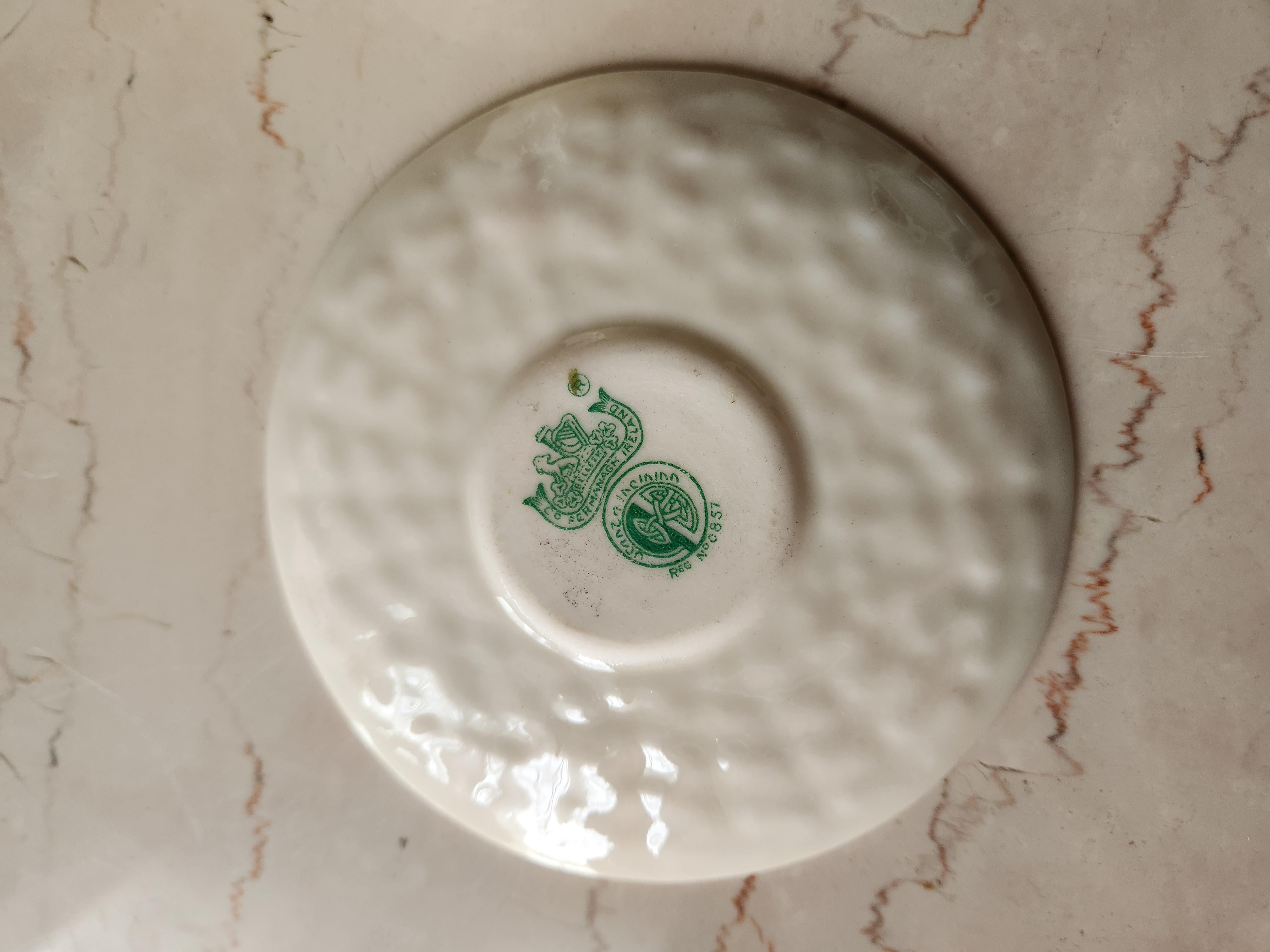 Antique Fine Irish Belleek Porcelain Demitasse Cup and Saucer In Good Condition For Sale In Chula Vista, CA