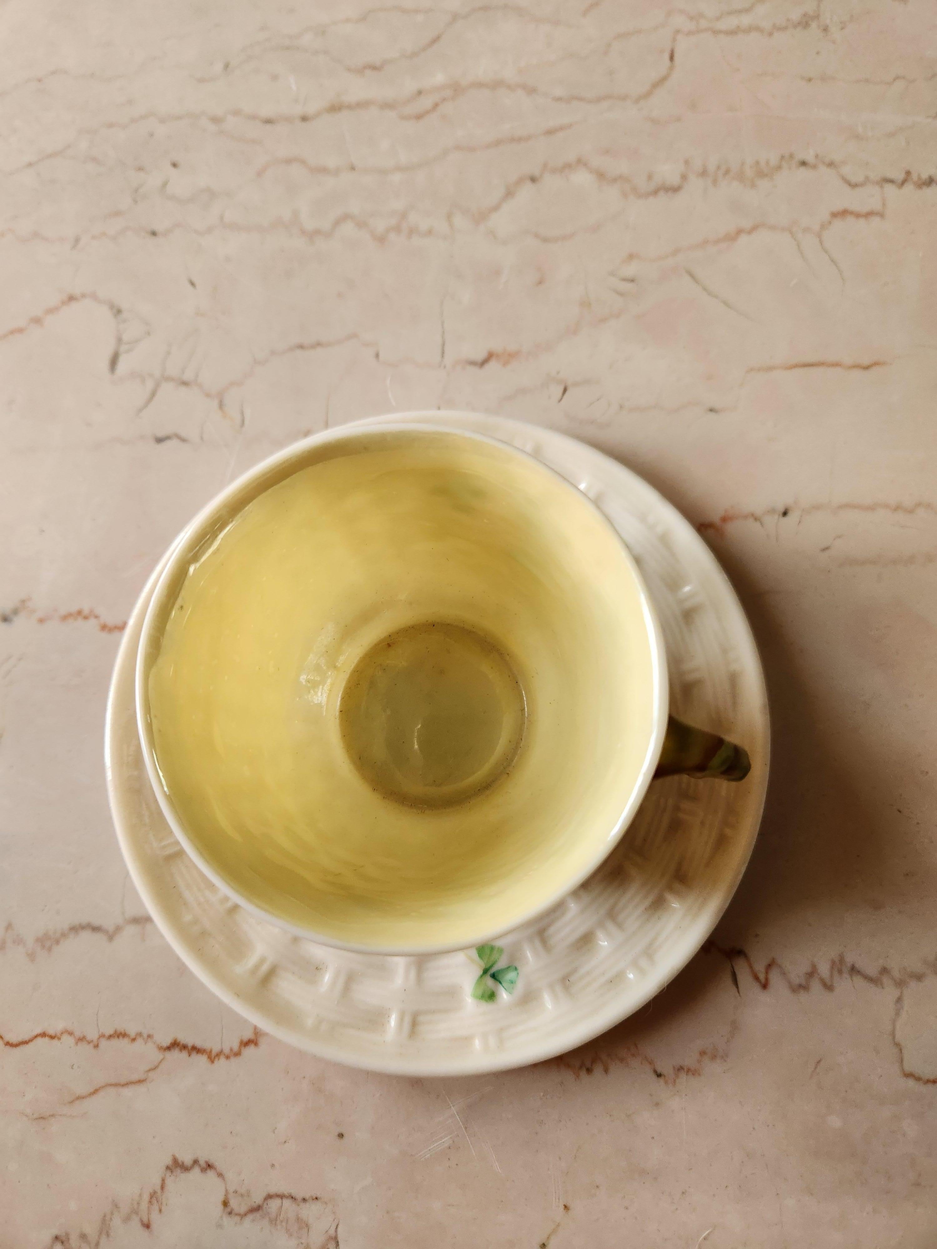 Antique Fine Irish Belleek Porcelain Demitasse Cup and Saucer For Sale 2