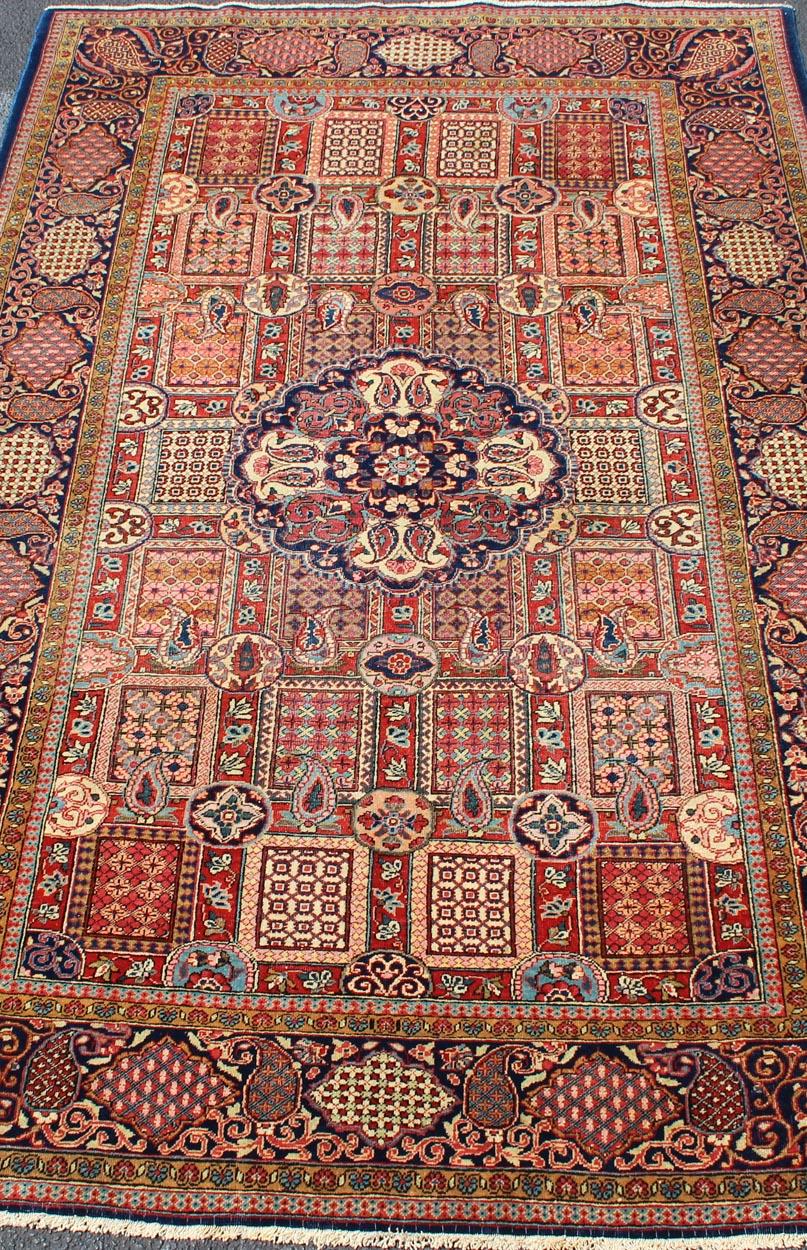 Hand-Knotted Antique Fine Kashan Persian Rug with an Unusual and Unique Design For Sale