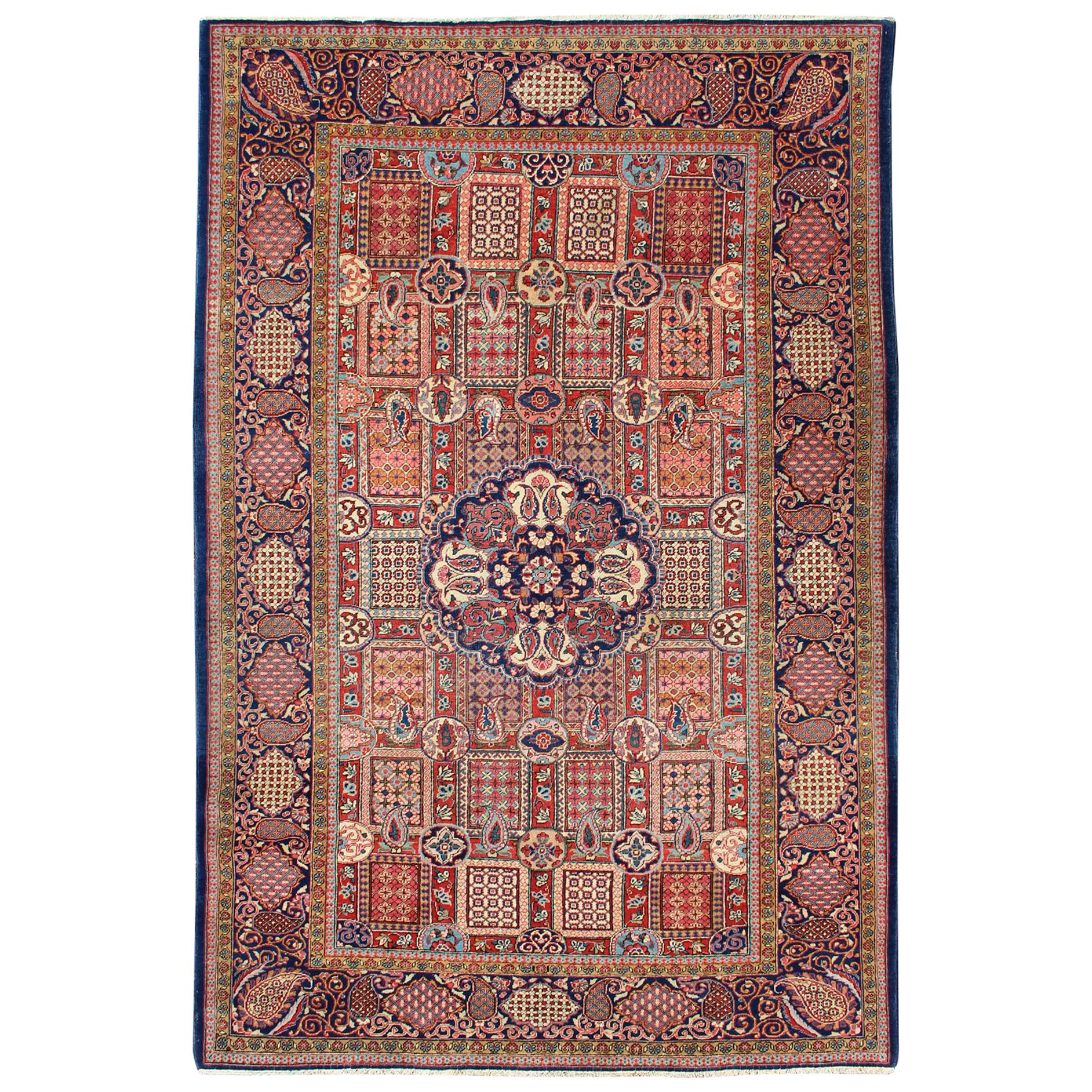 Antique Fine Kashan Persian Rug with an Unusual and Unique Design For Sale
